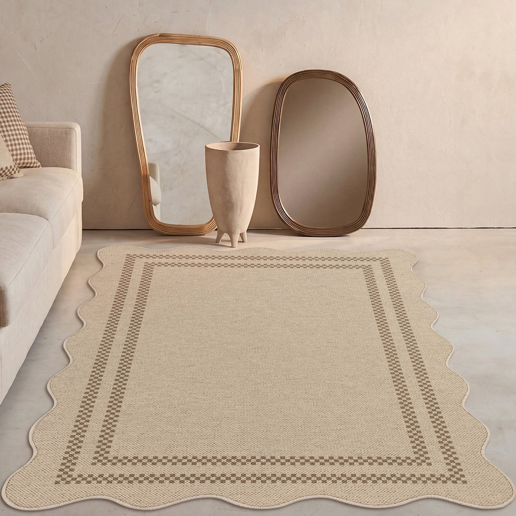Tribesigns 160x230/200x300 cm Tappeto in simil-iuta, con bordo in stile country, lavabile e antiscivolo, ideale per cucina e soggiorno, certificato Oeko-Tex.