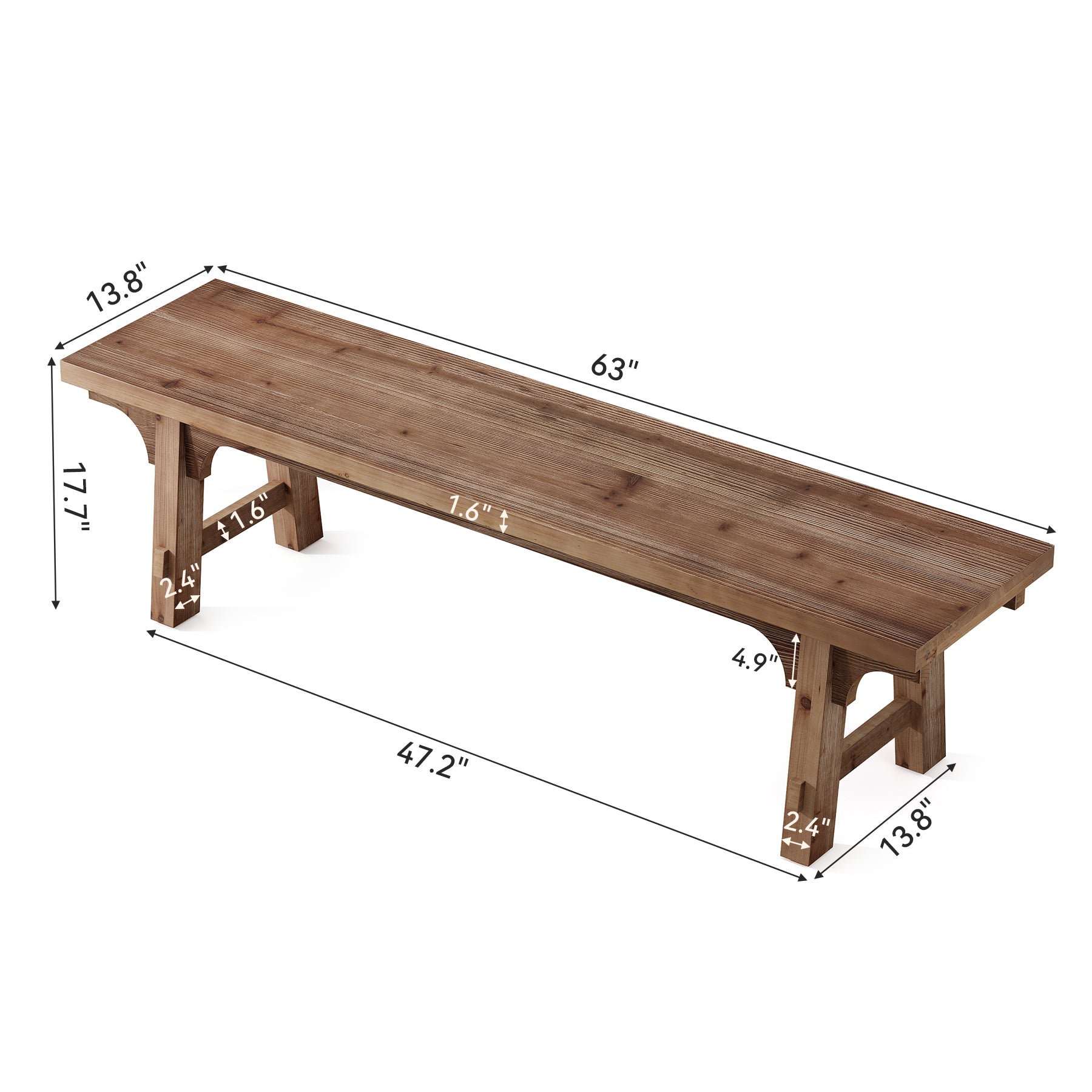 Tribesigns Panca in legno massello da 160 cm, lunga panca da corridoio con base robusta per l'ingresso