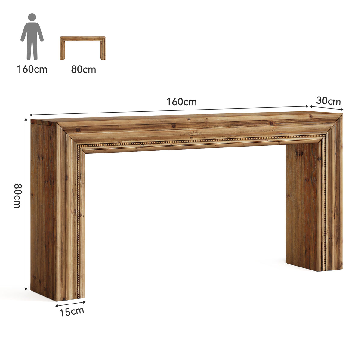 Consolle Rustica in Abete Massello, 160 cm, per Ingresso
