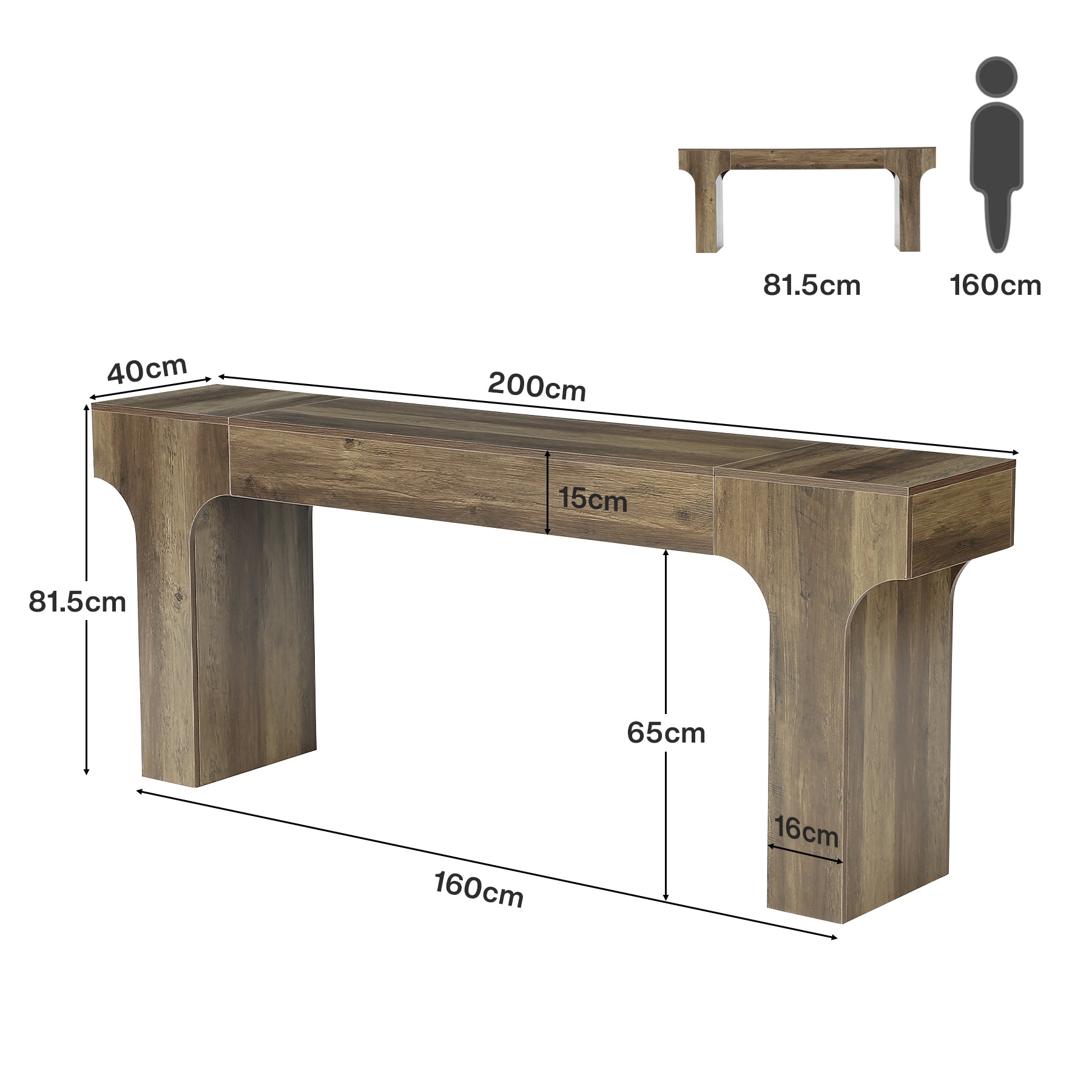 Tribesigns Consolle Country con Design Arcuato, 200 cm, per Ingresso e Soggiorno