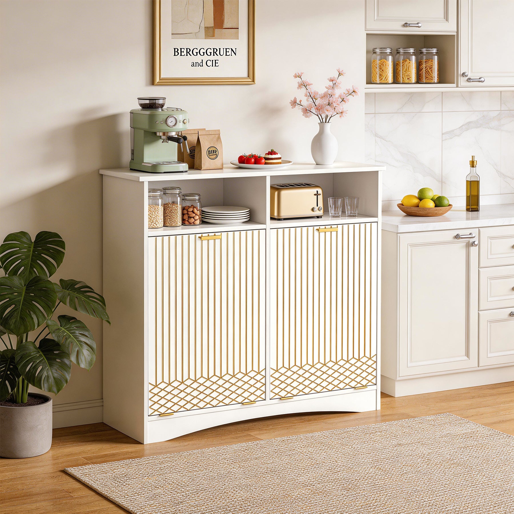 Tribesigns Mobile per la separazione dei rifiuti, moderno contenitore per la raccolta differenziata in cucina con sistema estraibile.