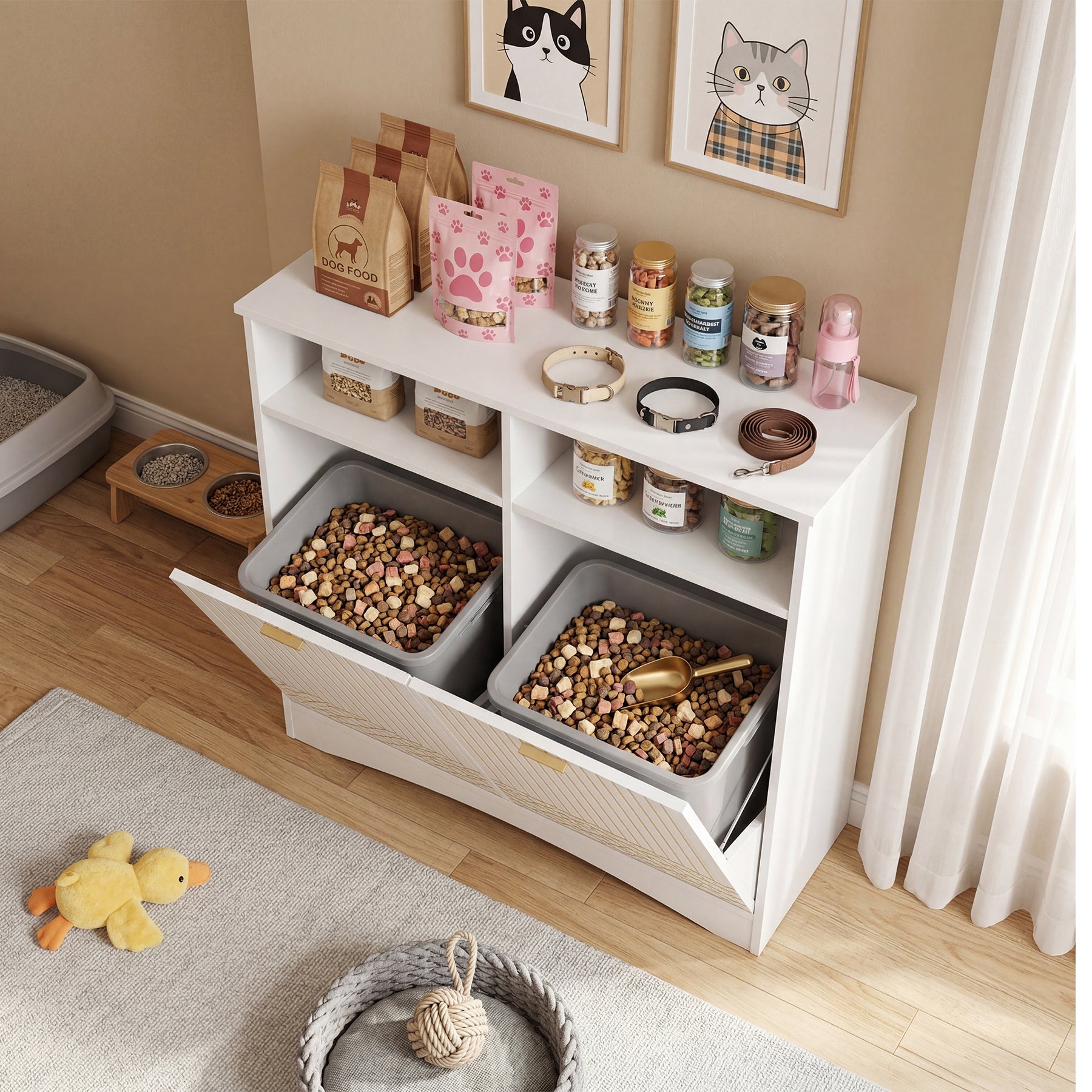Tribesigns Mobile per la separazione dei rifiuti, moderno contenitore per la raccolta differenziata in cucina con sistema estraibile.