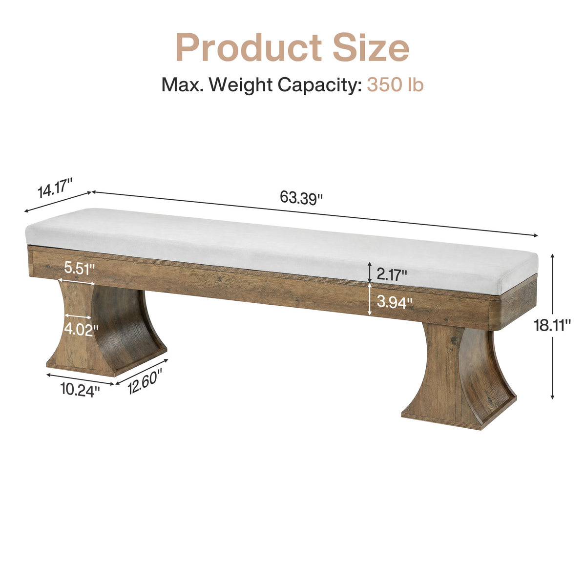 Panca Country con Cuscino, 161 cm, per Ingresso e Cucina