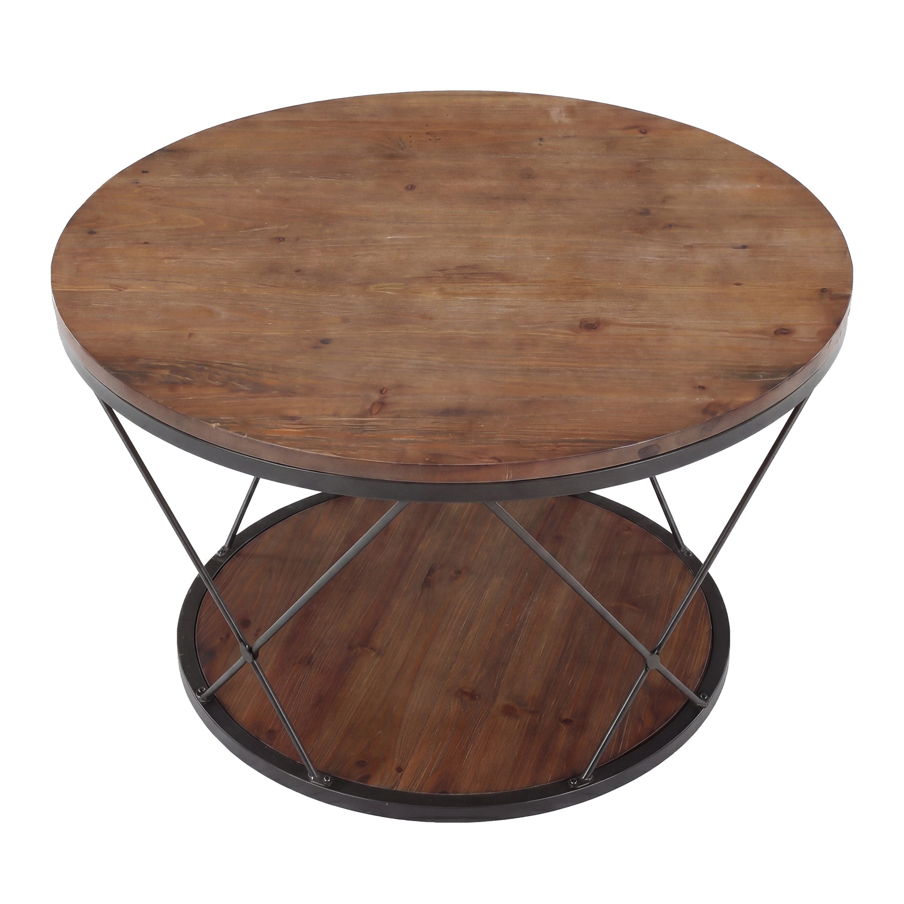 Tribesigns Tavolino rotondo da caffè, table centrale da 80 cm in legno massello con ripiano inferiore, ideale per piccoli spazi
