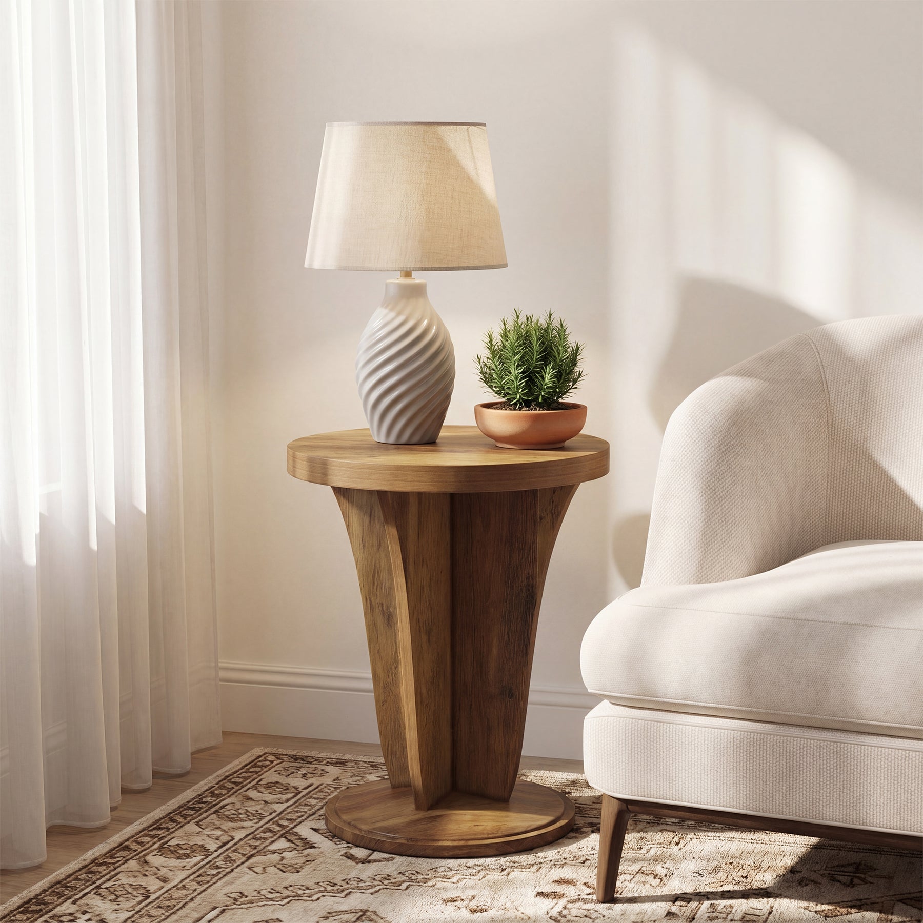 Tribesigns Tavolino rotondo in legno, tavolino da divano da 50 cm per soggiorno