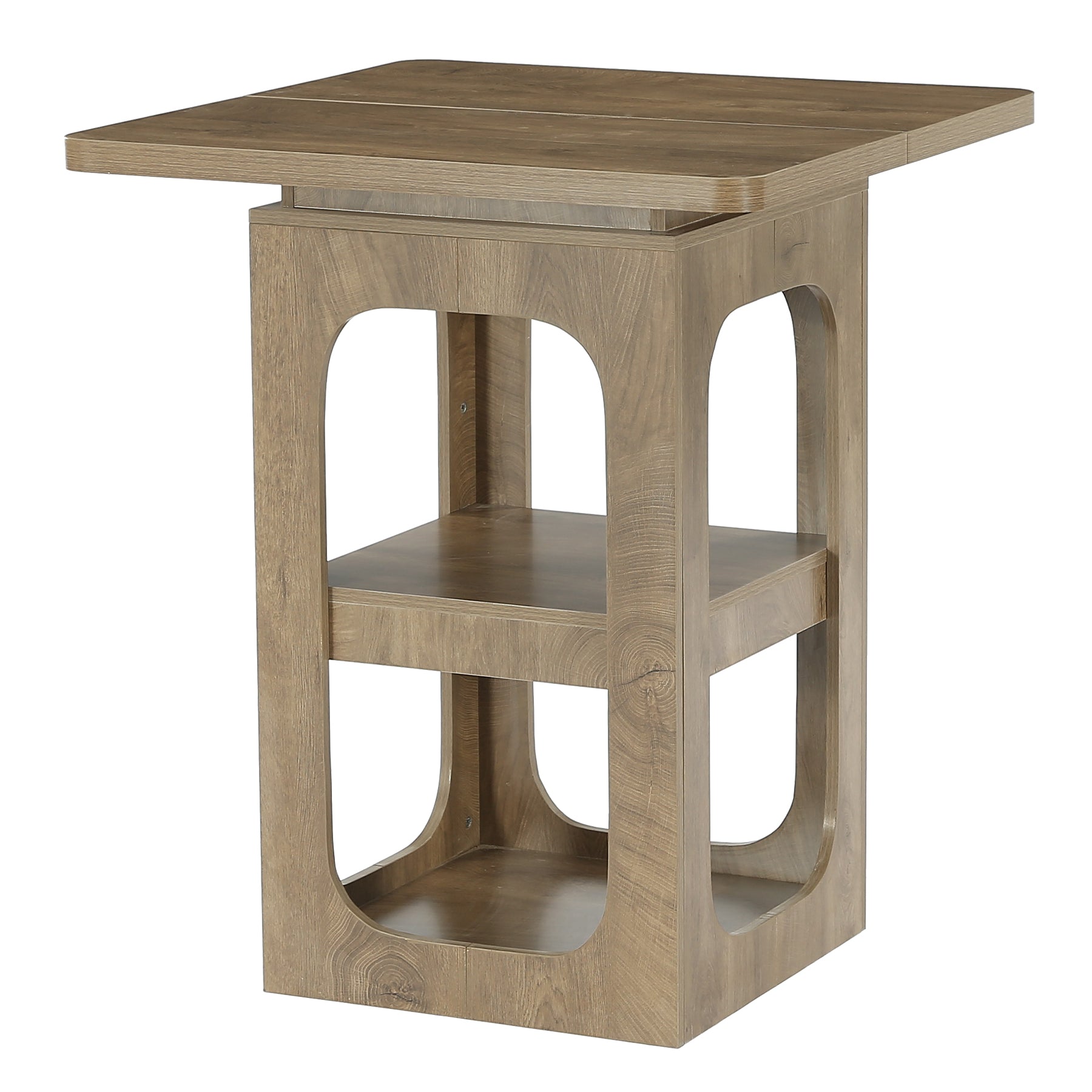 Tavolo da Bar Alto Quadrato a 3 Ripiani, 80 x 80 cm, per Cucina e Piccoli Spazi