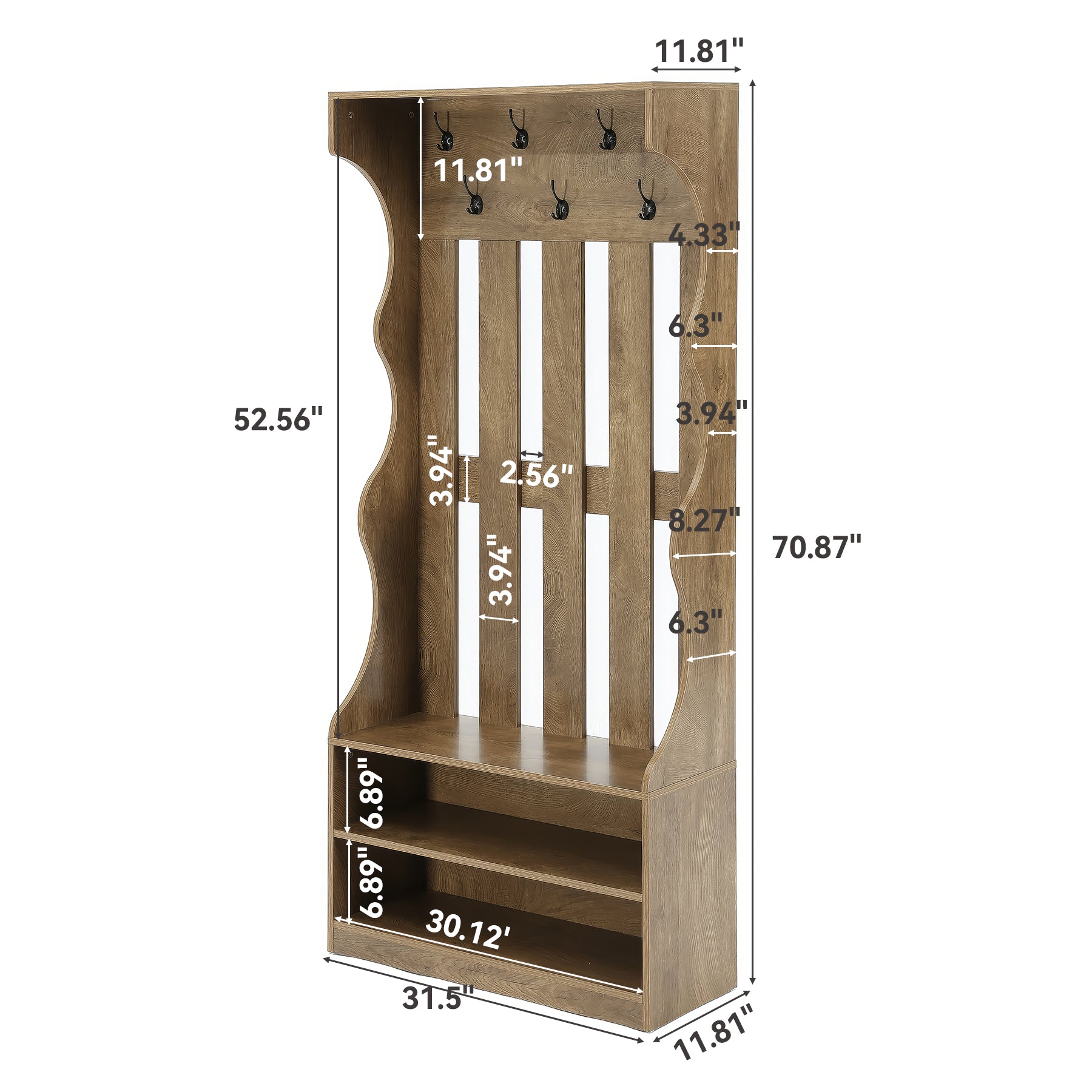 Tribesigns Panca da ingresso 3 in 1, 180 cm, con appendiabiti e panca porta scarpe, con 7 ganci