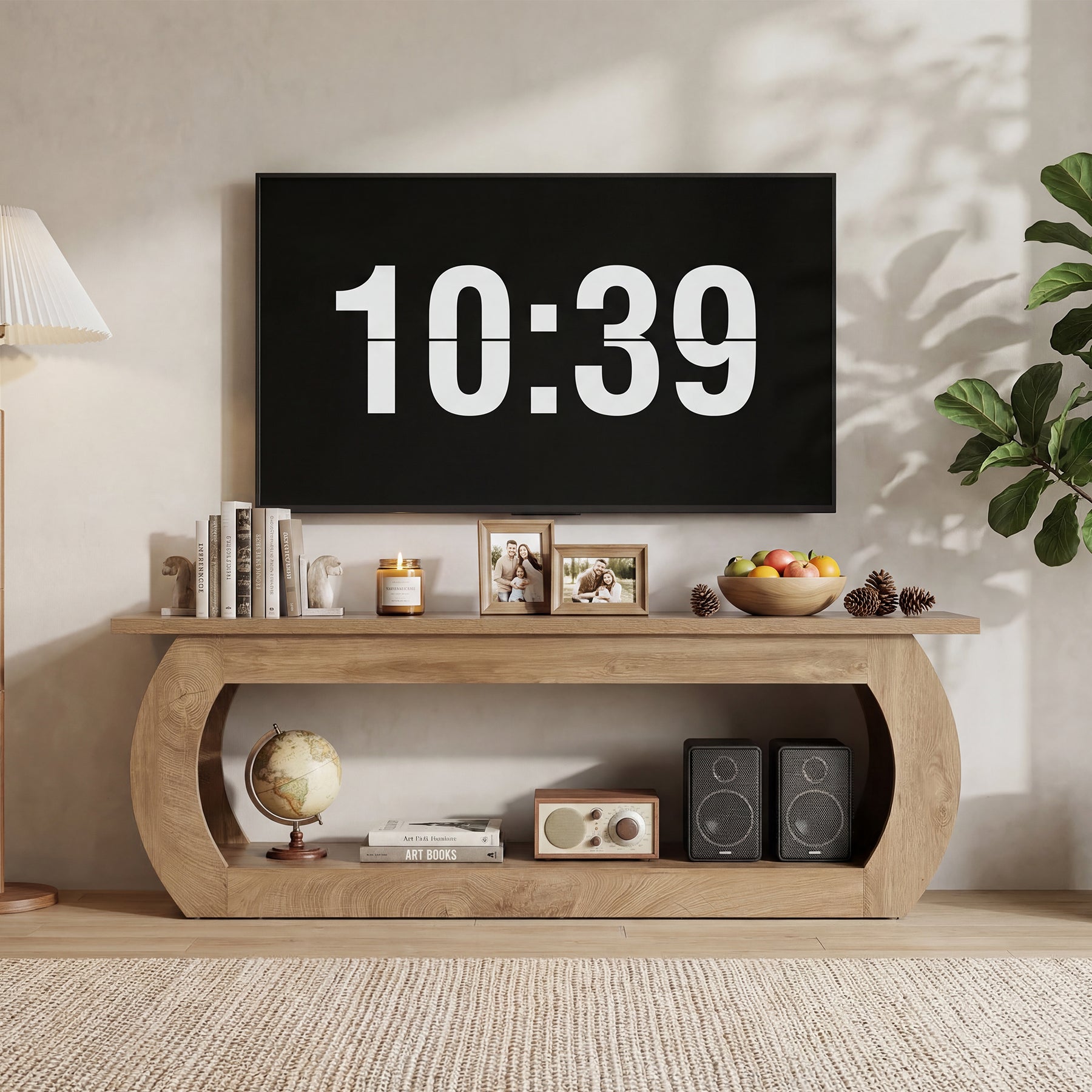 Tribesigns Mobile porta TV per poltrona TV da 165 cm, centro multimediale in legno
