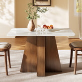 Tribesigns Tavolo da Pranzo Rettangolare in Noce e Bianco, 120 cm, per 4-6 Persone 3