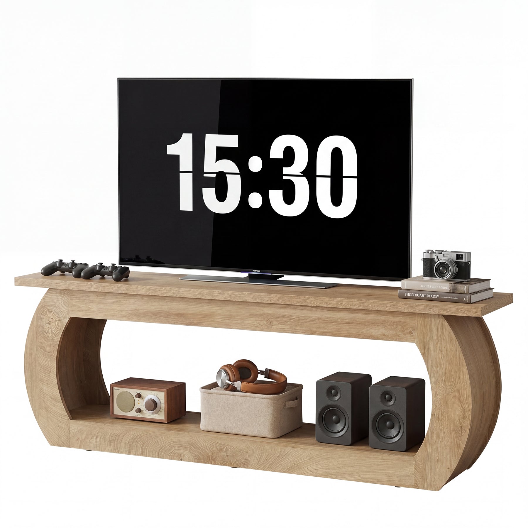 Tribesigns Mobile porta TV per poltrona TV da 165 cm, centro multimediale in legno