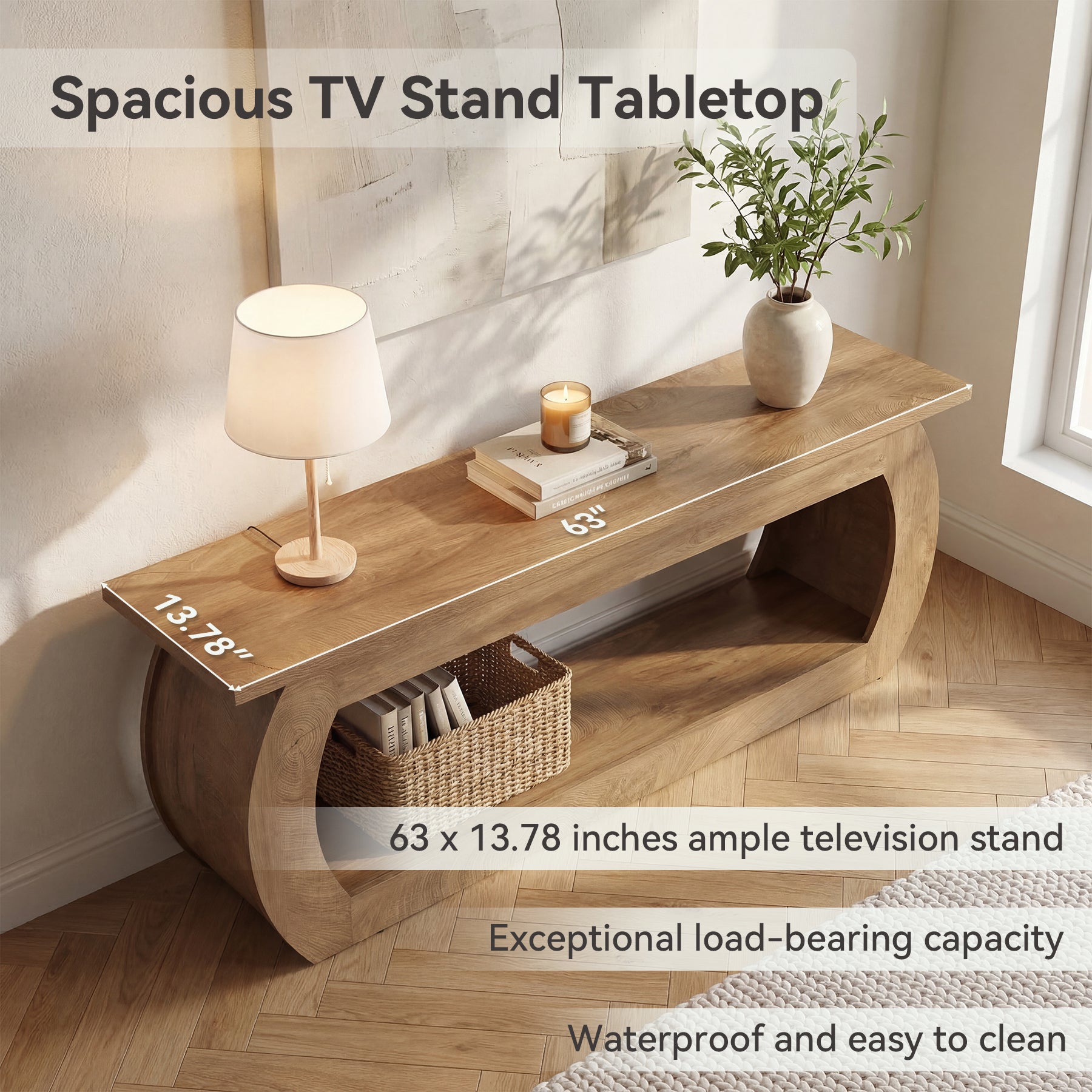 Tribesigns Mobile porta TV per poltrona TV da 165 cm, centro multimediale in legno