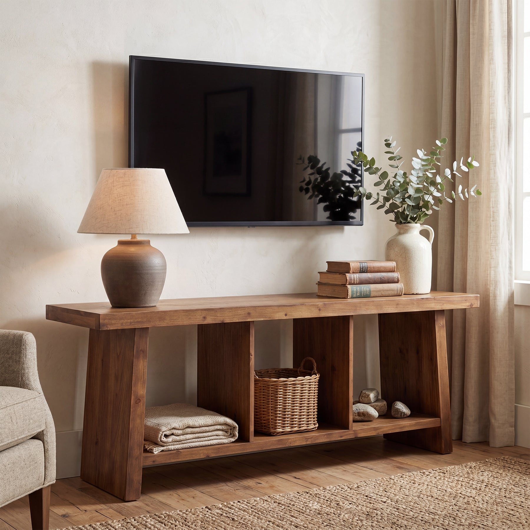 Mobile TV Country a 3 Ripiani Aperti, 160 cm, per Soggiorno