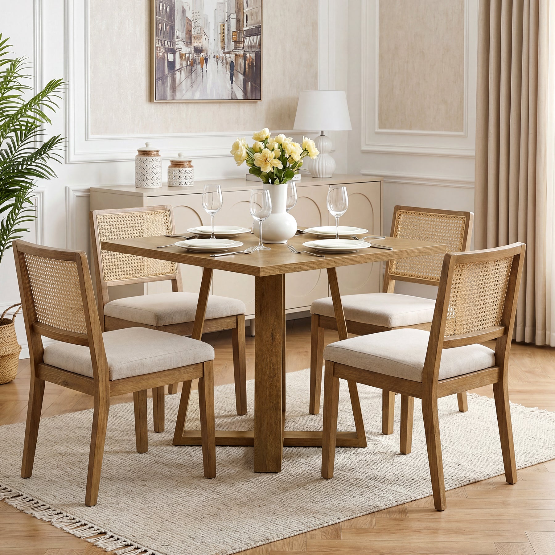 Tribesigns Tavolo da pranzo, 80 cm tavolo con piano quadrato per 4 persone