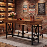 Tavolo da Bar Rettangolare Industriale con Poggiapiedi in Metallo, 180 cm 3