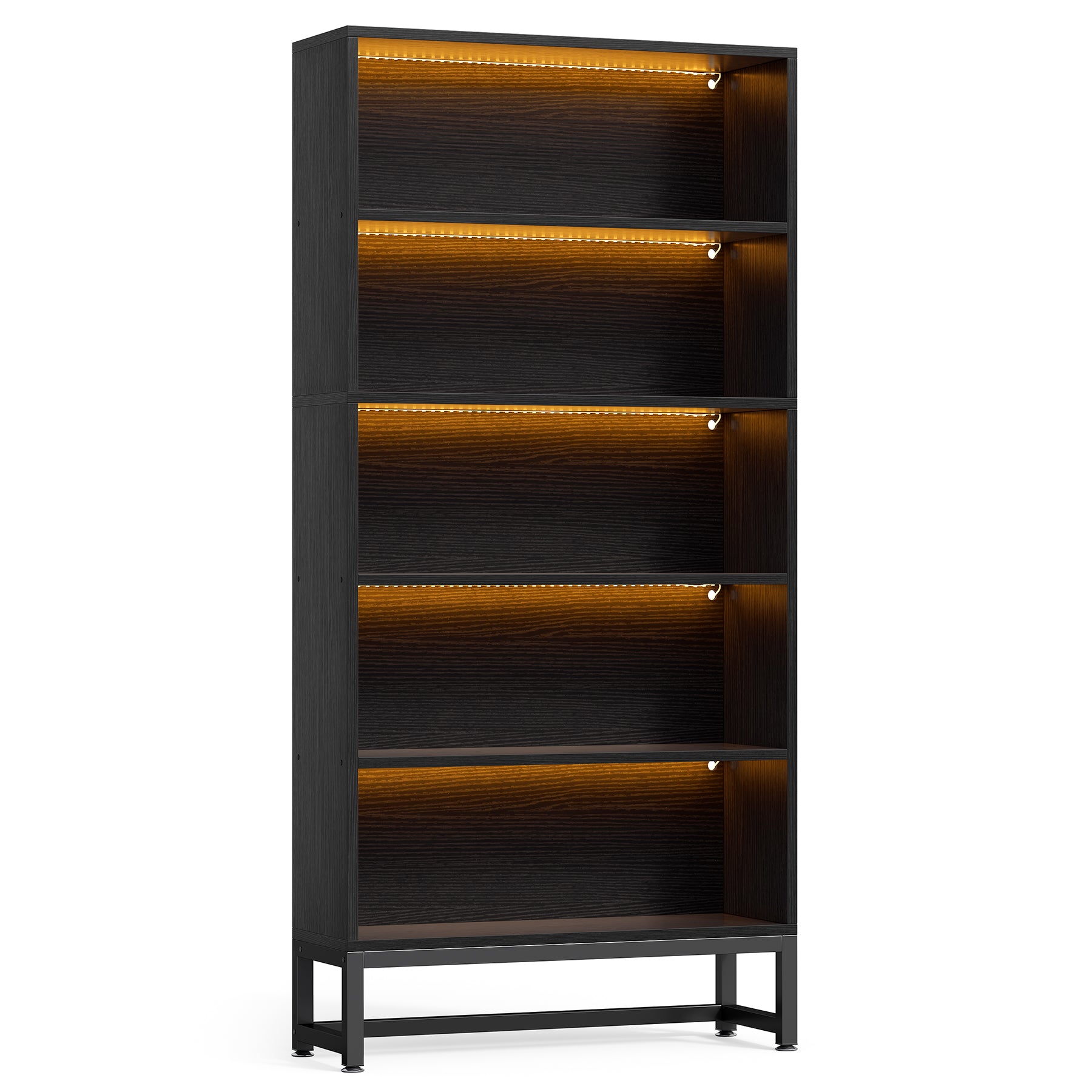Tribesigns Libreria da 180 cm, grande scaffali con luci a LED con ripiani a 5 livelli per soggiorno