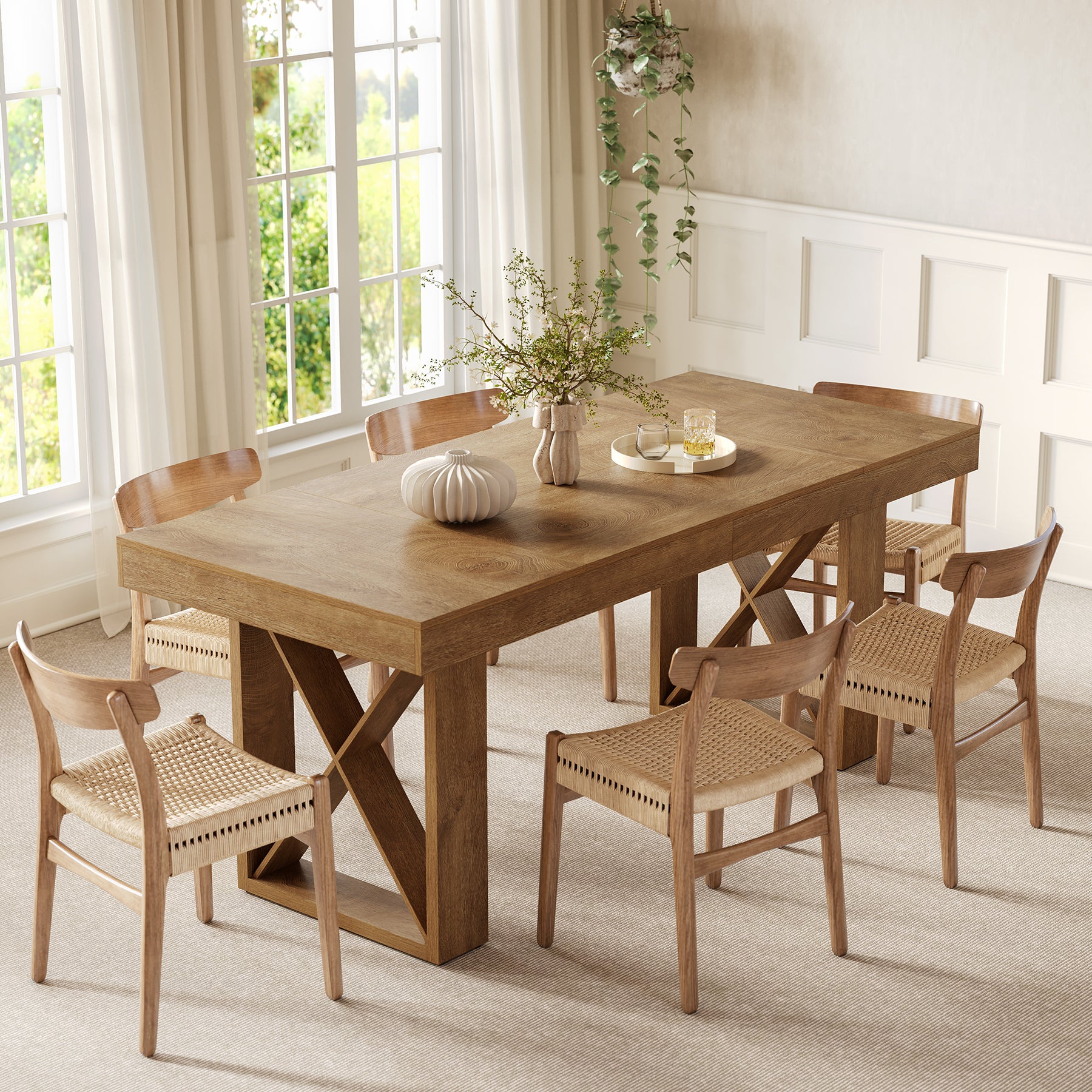 Tribesigns Tavolo da pranzo da 160 cm, tavolo da cucina in legno per 4-6 persone