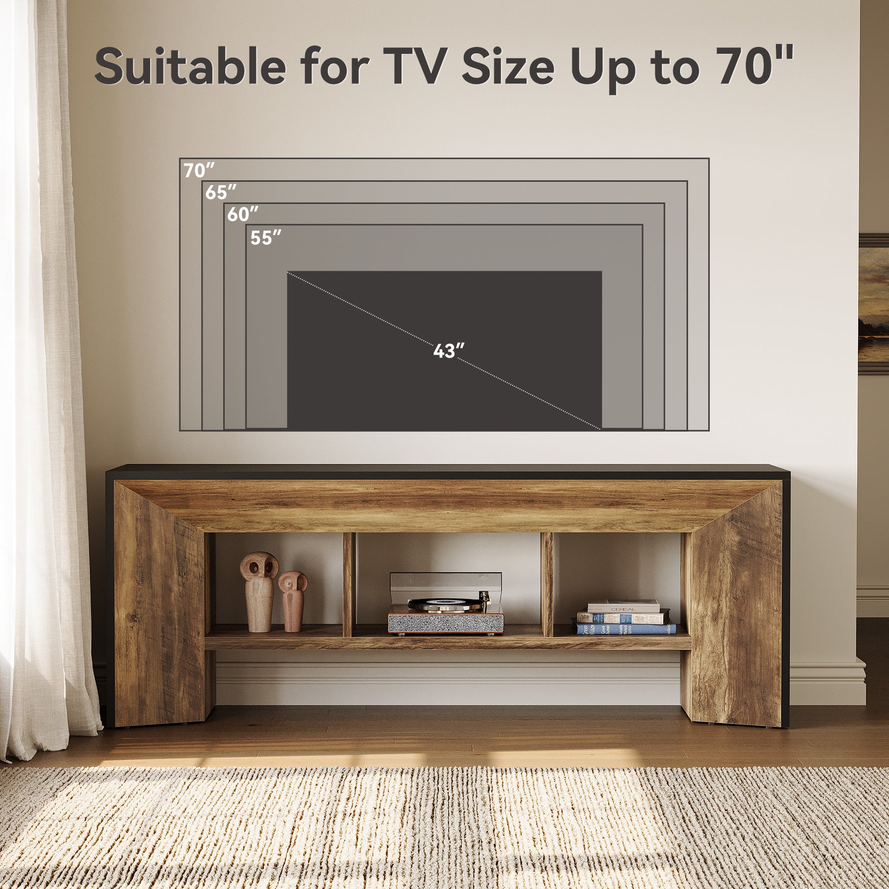 Tribesigns Mobile porta TV da 160 cm, centro di intrattenimento industriale per TV fino a 70 pollici