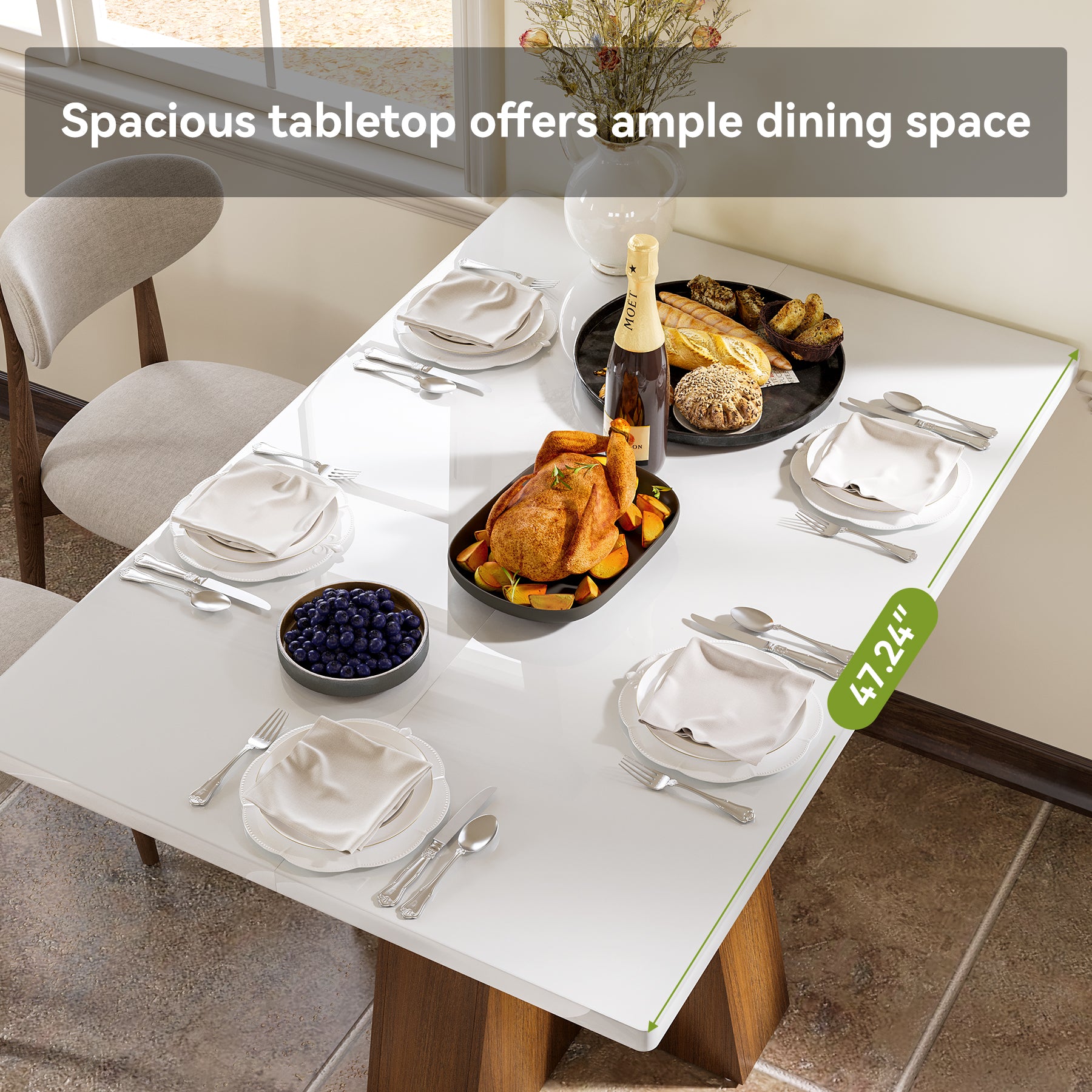 Tribesigns Tavolo da Pranzo Rettangolare in Noce e Bianco, 120 cm, per 4-6 Persone