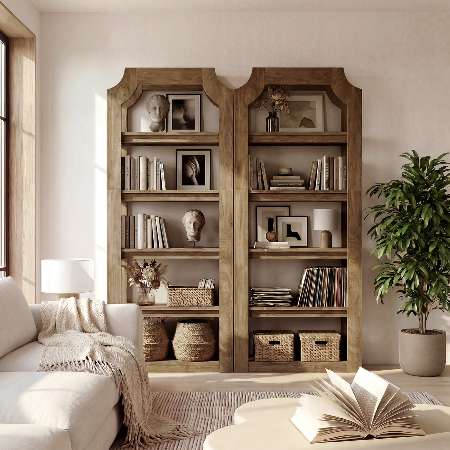 Tribesigns Libreria a 5 ripiani in stile rustico, alta 180 cm, robusta e autoportante, ideale per il soggiorno o l'ufficio