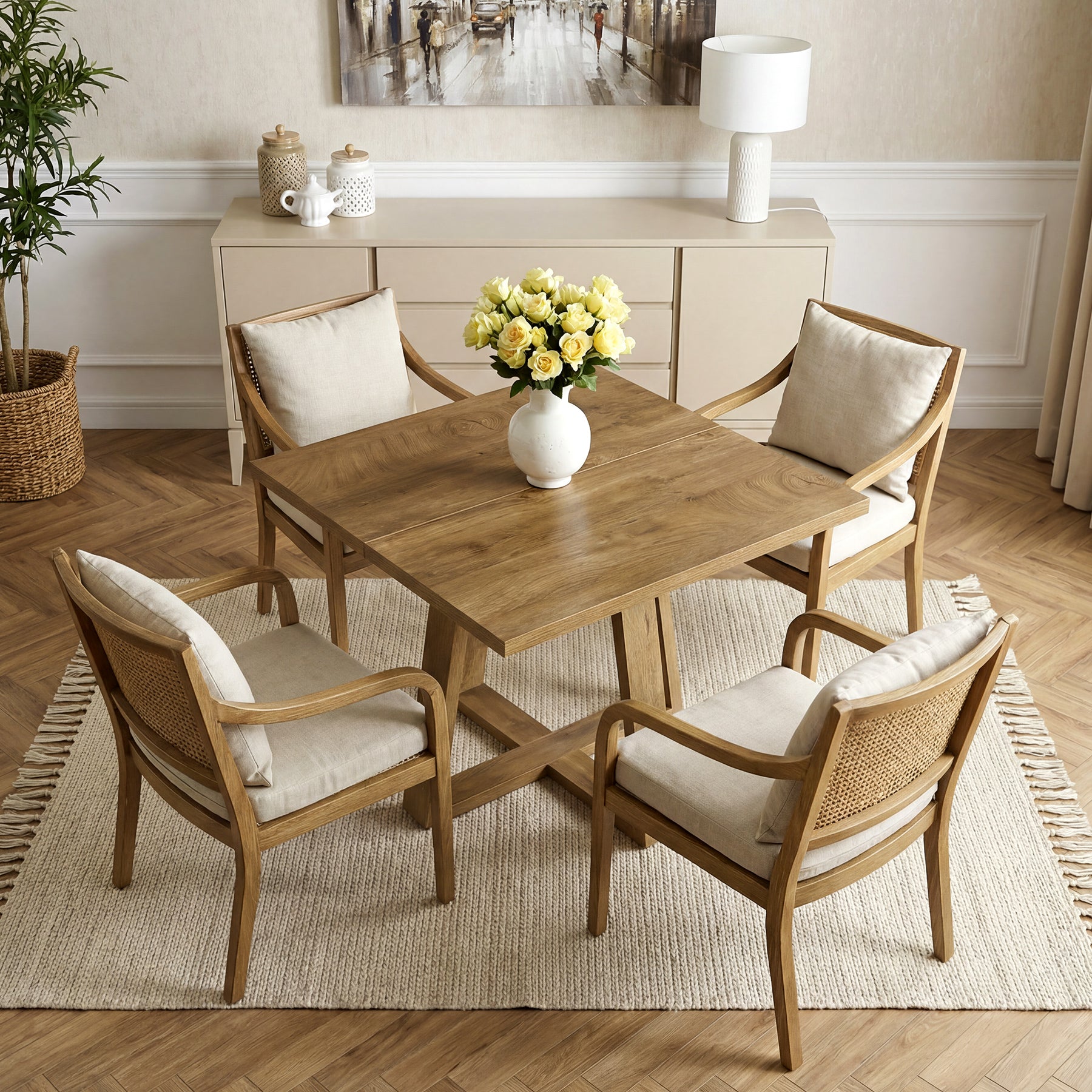 Tribesigns Tavolo da pranzo, 80 cm tavolo con piano quadrato per 4 persone