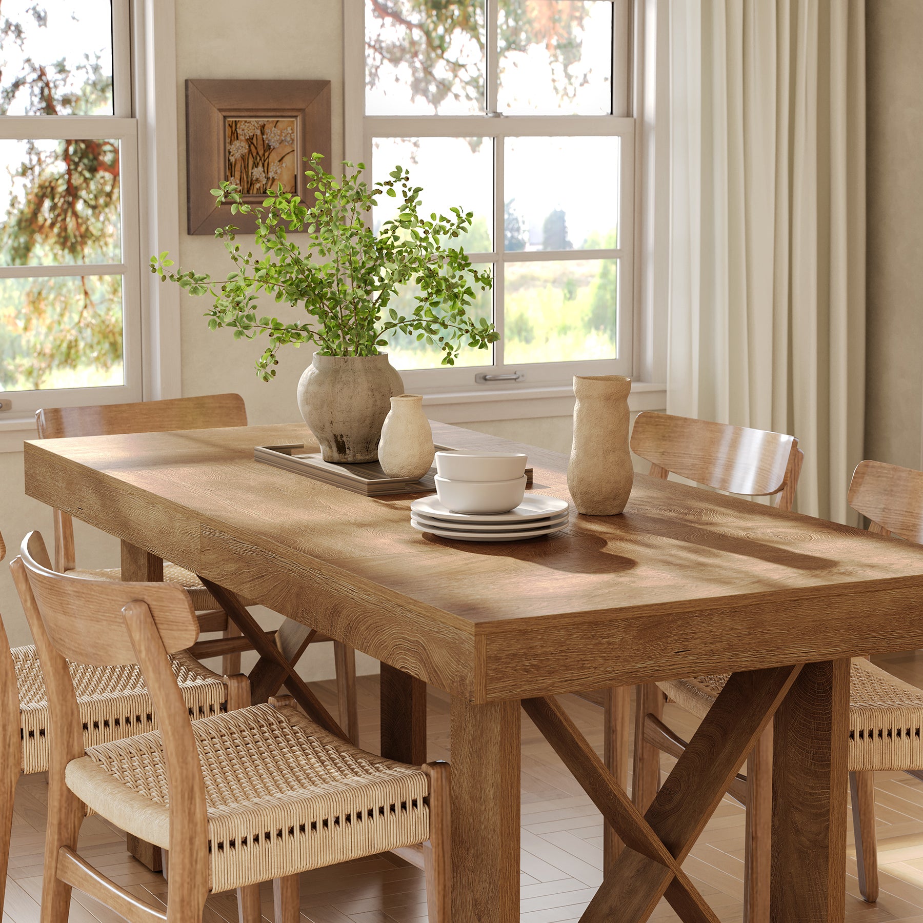 Tribesigns Tavolo da pranzo da 160 cm, tavolo da cucina in legno per 4-6 persone