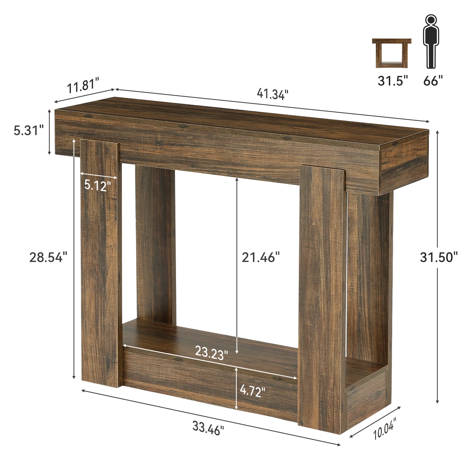 Tribesigns Consolle da 105 cm con ripiano, tavolino d'ingresso stretto in stile country per ingresso
