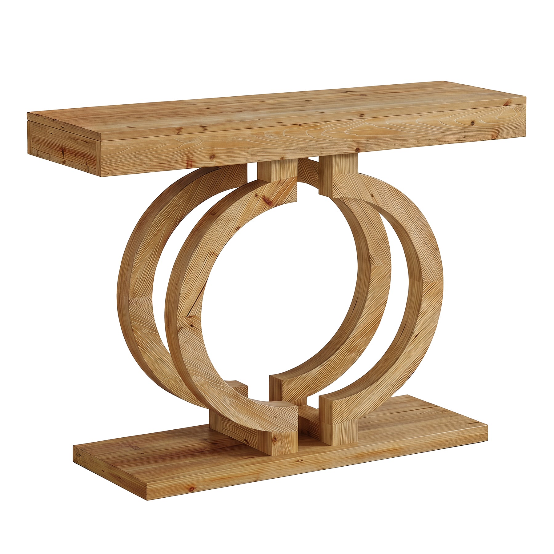Tribesigns Consolle in legno massello da 110 cm, tavolo da corridoio con elegante base a doppio cerchio