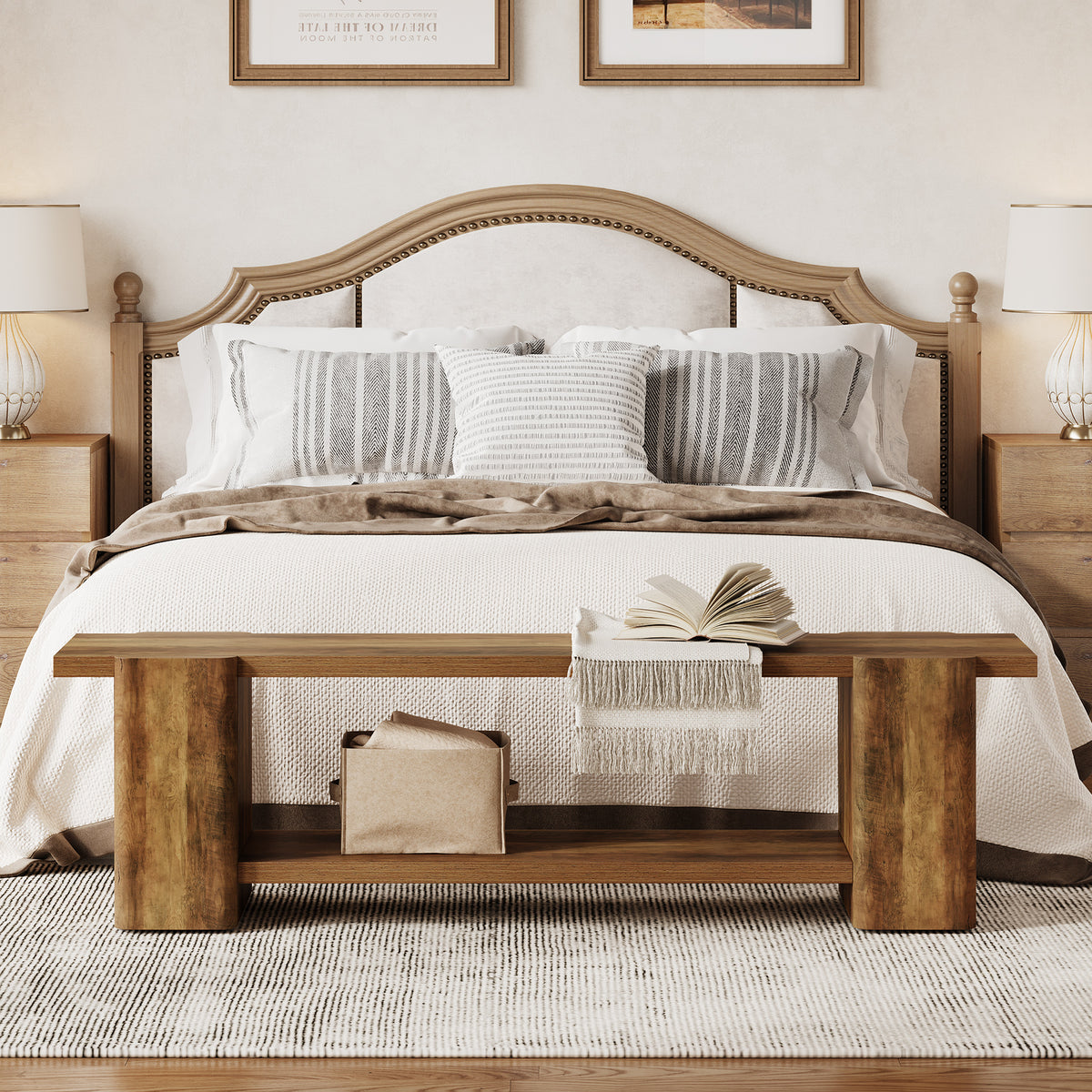 Panca Portascarpe Country in Legno, 160 cm, per Ingresso