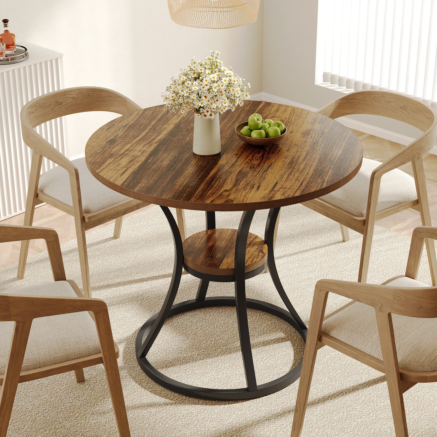 Tribesigns Tavolo da pranzo, 80 cm Tavolo da cusina rotondo per 2-4 persone