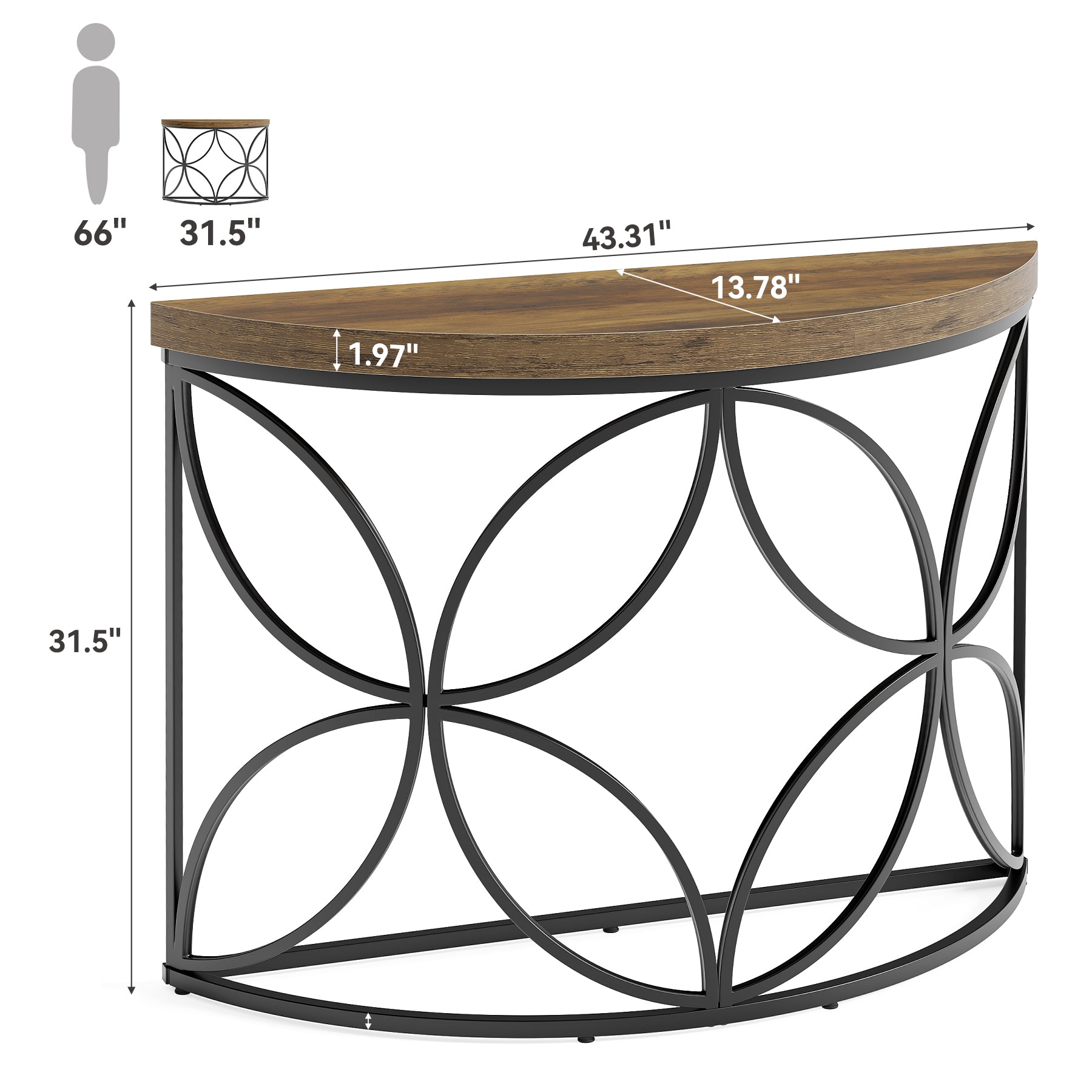 Tribesigns 110 cm Tavolo consolle, tavolino da divano con struttura geometrica