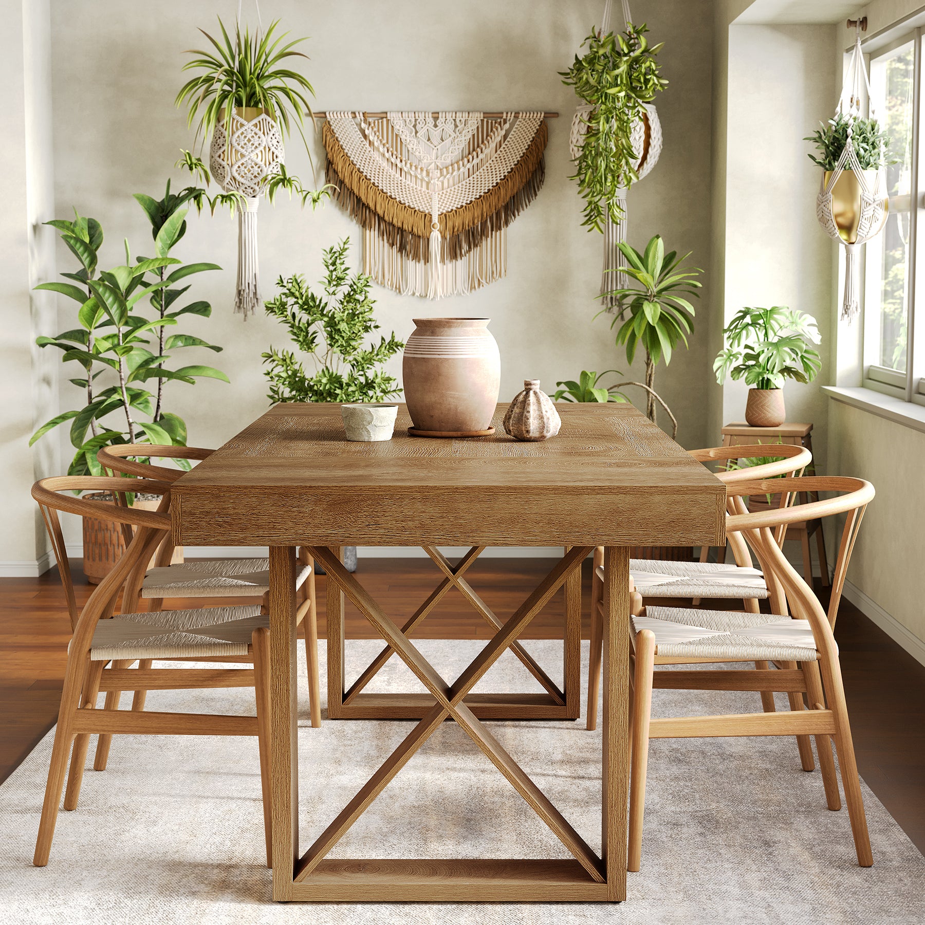 Tribesigns Tavolo da pranzo da 160 cm, tavolo da cucina in legno per 4-6 persone