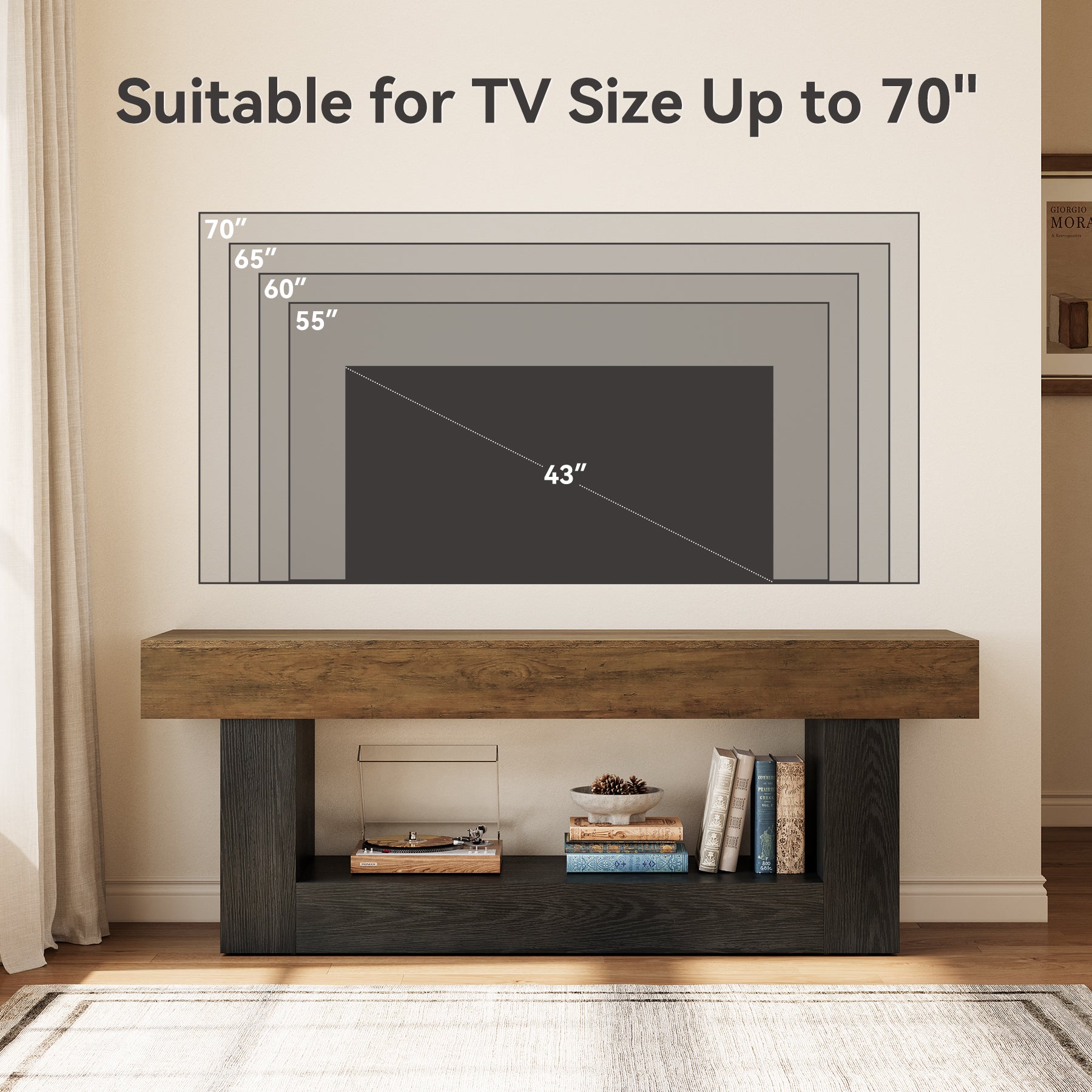 Tribesigns Mobile TV, ripiano TV da 160 cm per TV fino a 70 pollici