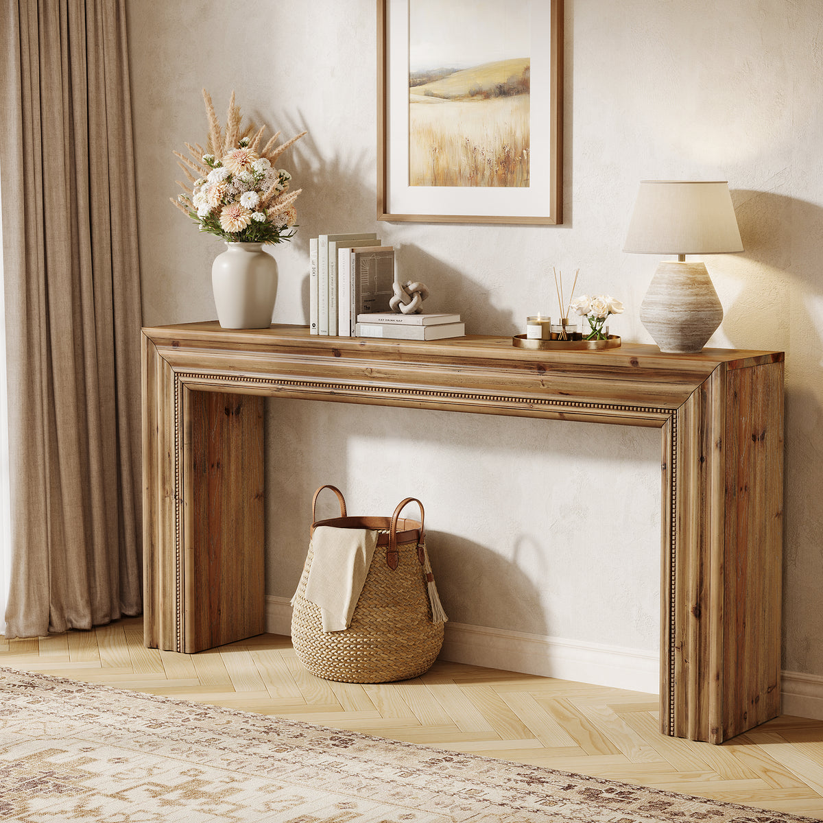 Consolle Rustica in Abete Massello, 160 cm, per Ingresso