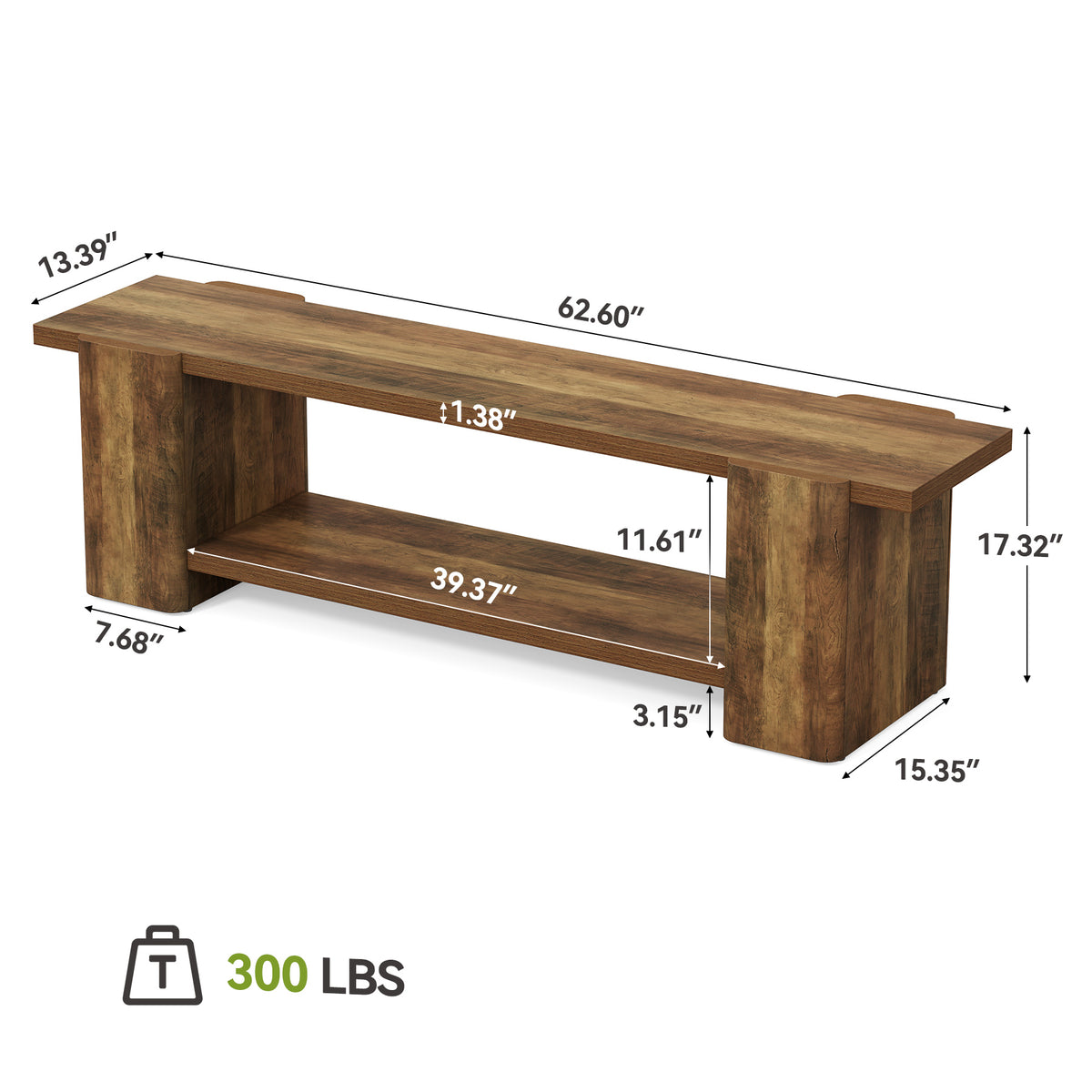 Panca Portascarpe Country in Legno, 160 cm, per Ingresso