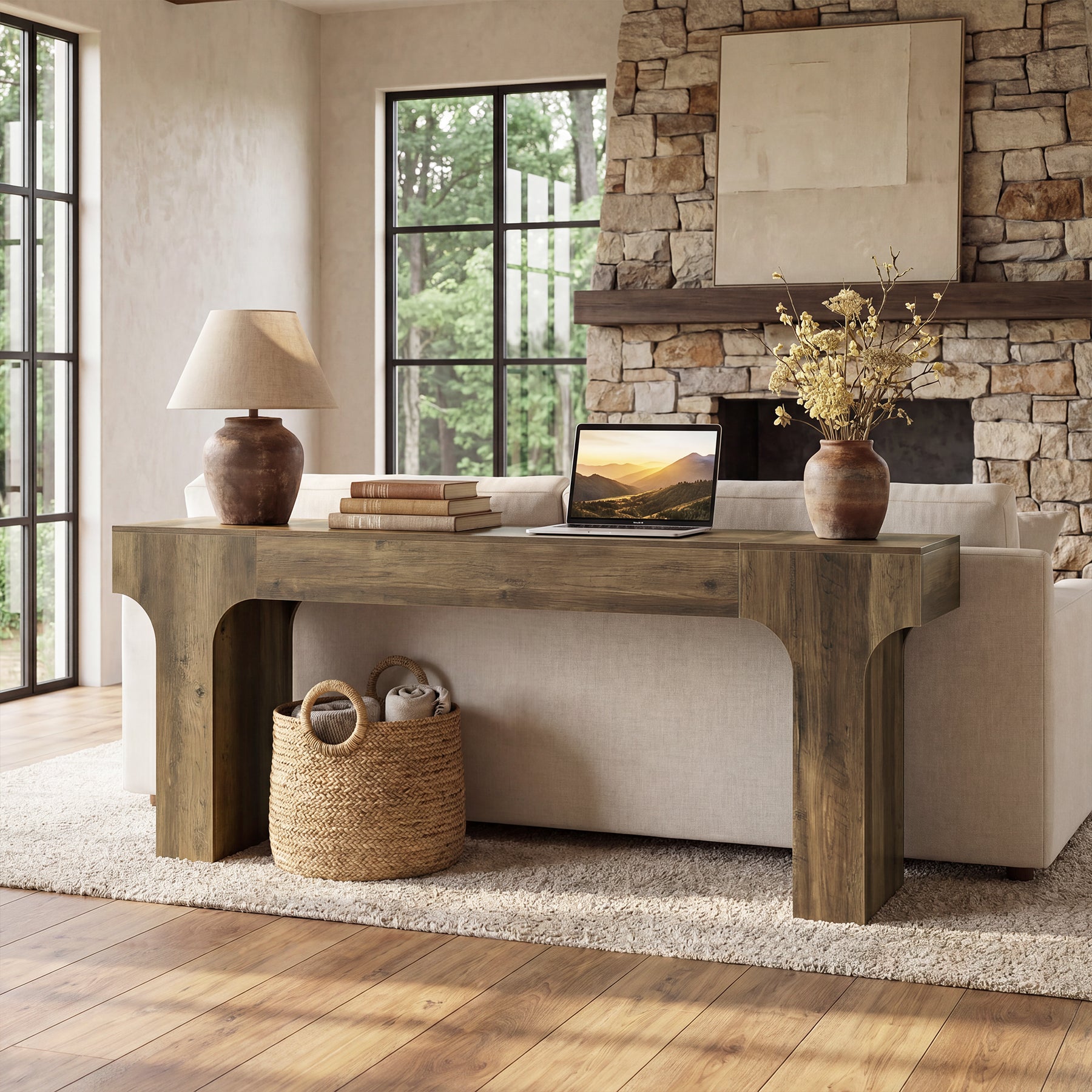 Tribesigns Consolle Country con Design Arcuato, 200 cm, per Ingresso e Soggiorno