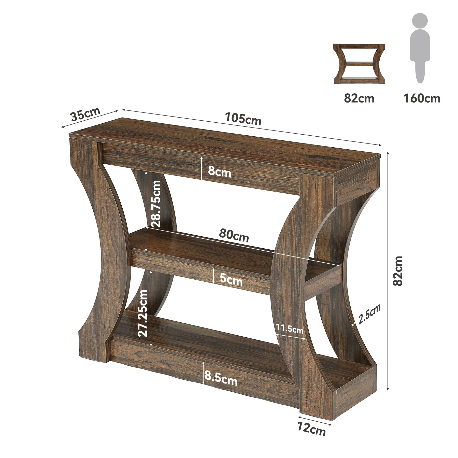 Tribesigns Tavolino consolle piccolo da 104 cm, Tavolino stretto con contenitore per ingresso
