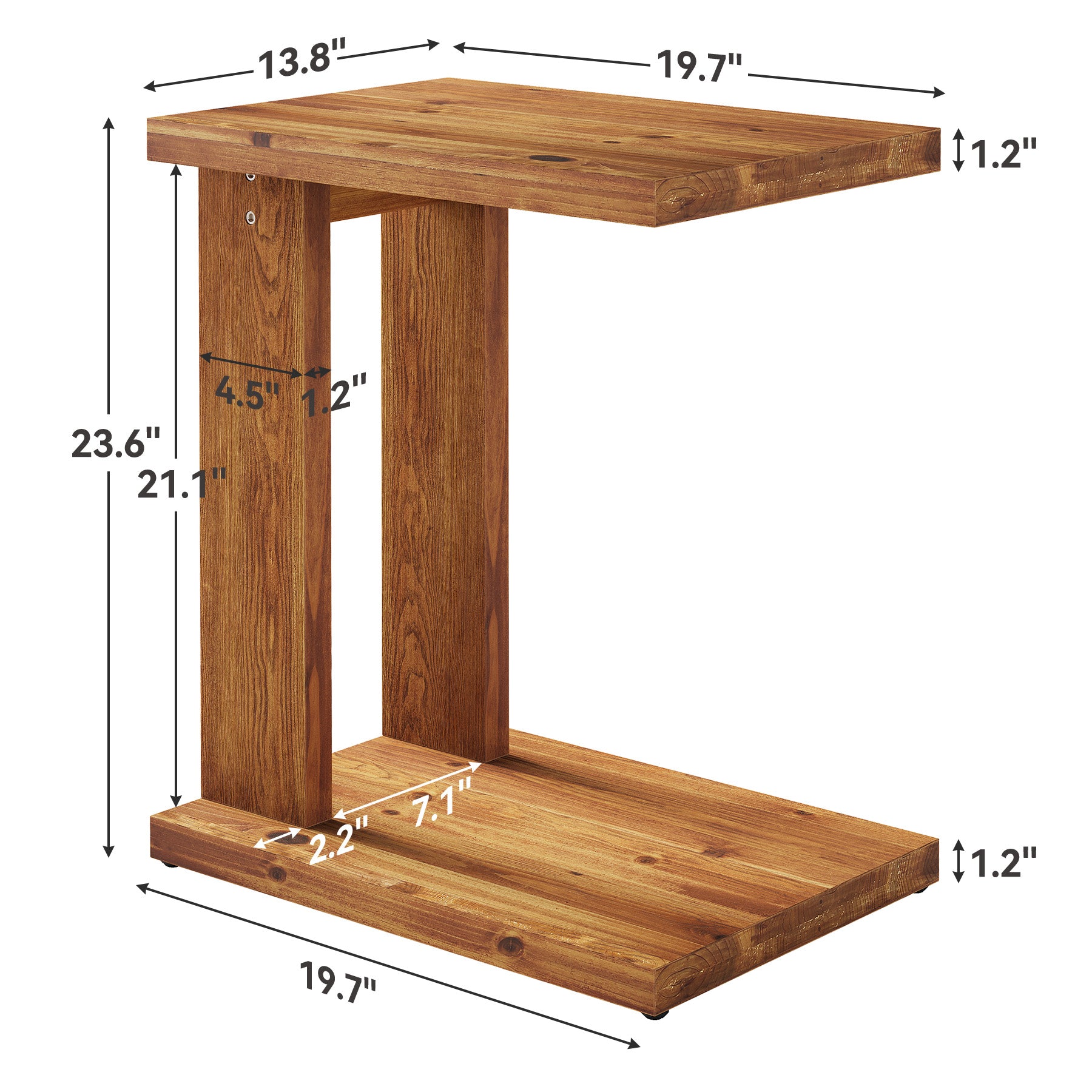 Tribesigns Tavolino a C in legno massello, 50 x 35 x 60 cm con 2 ripiani, ideale per il soggiorno
