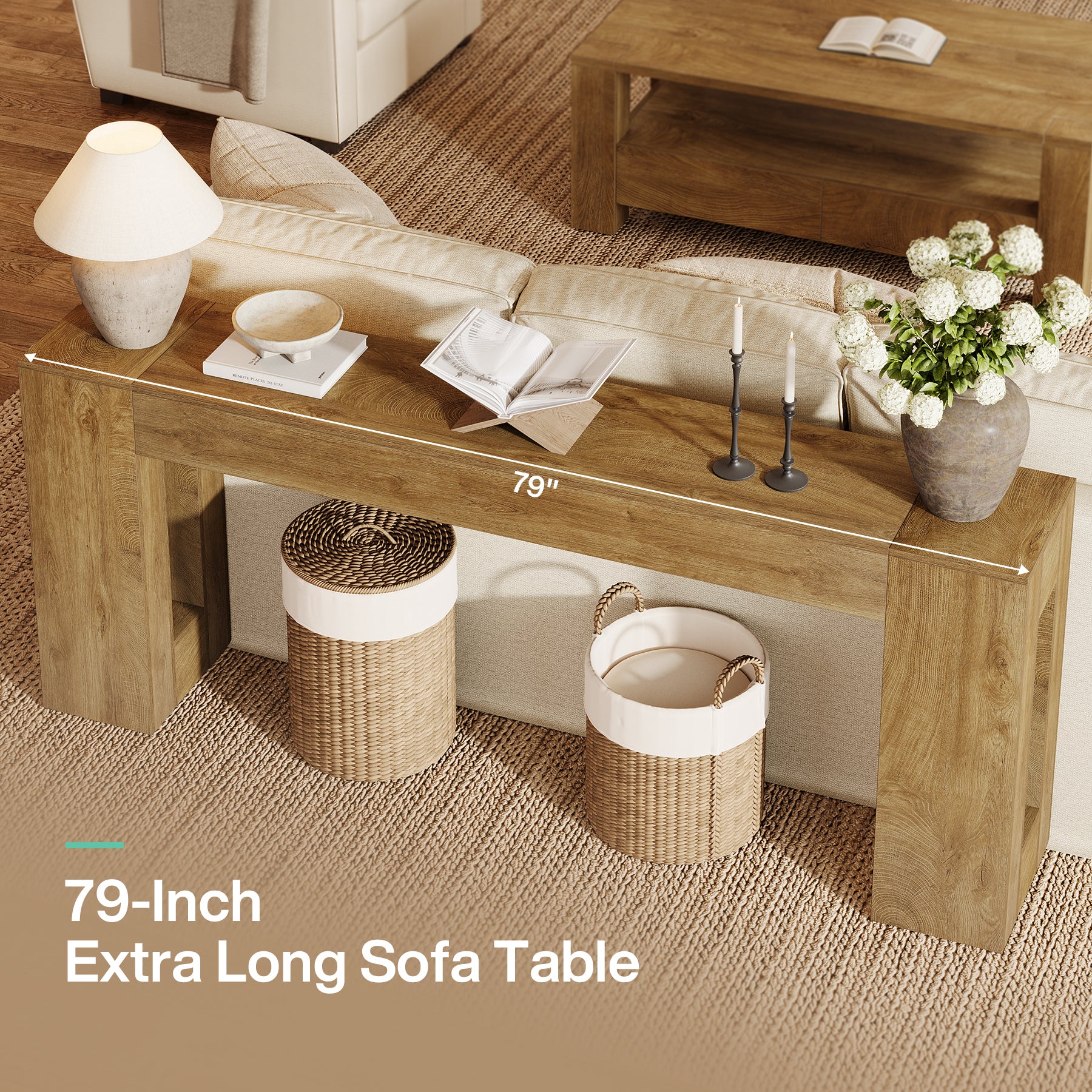 Tribesigns 200 cm Tavoli consolle extra lunghi, tavoli da divano con gambe spesse