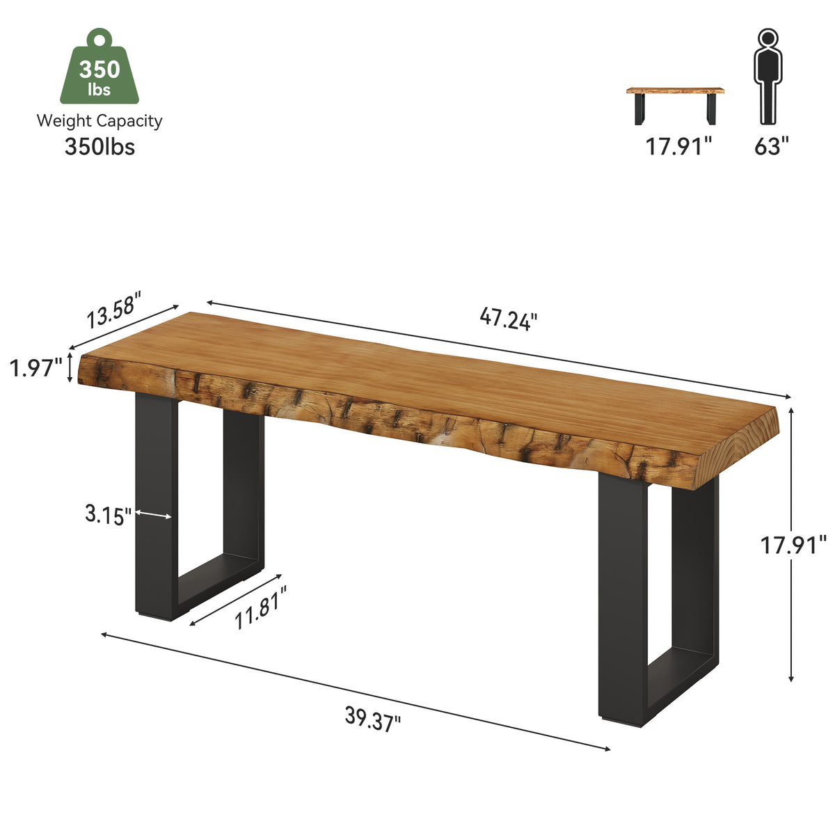Panca Portascarpe Industriale Stretta con Seduta in Legno Massello, 120 cm, per Ingresso e Camera da Letto