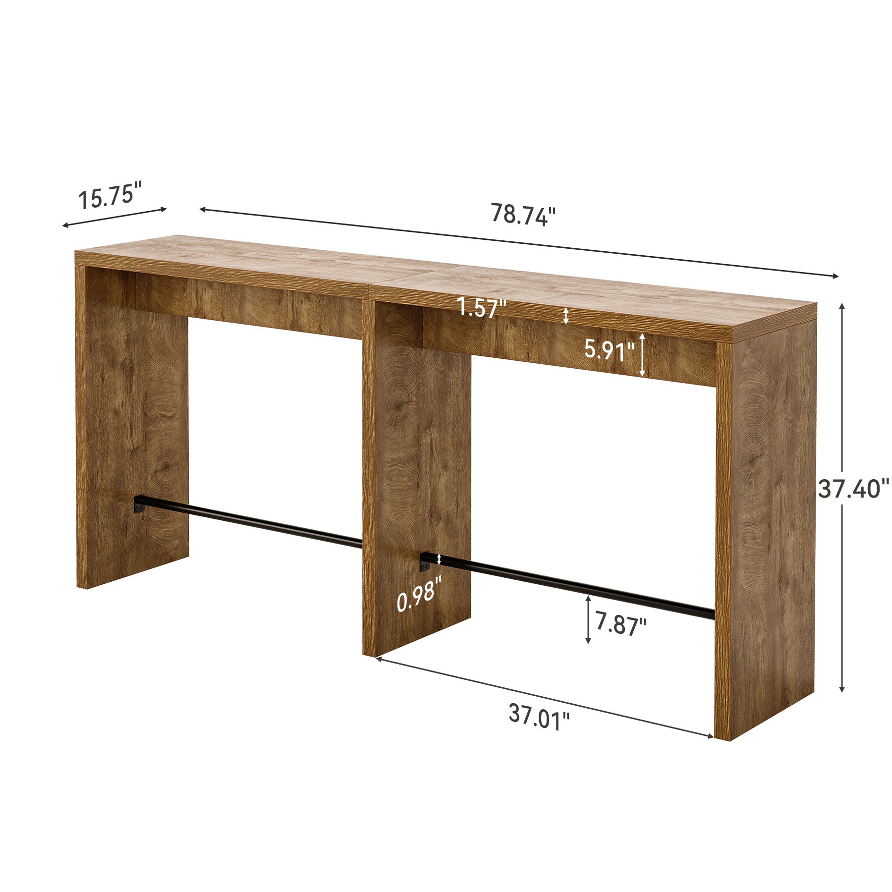 Tribesigns Tavolo da bar da 200 cm per 4-6 persone, tavolo alto 95 cm con poggiapiedi in metallo per cucina