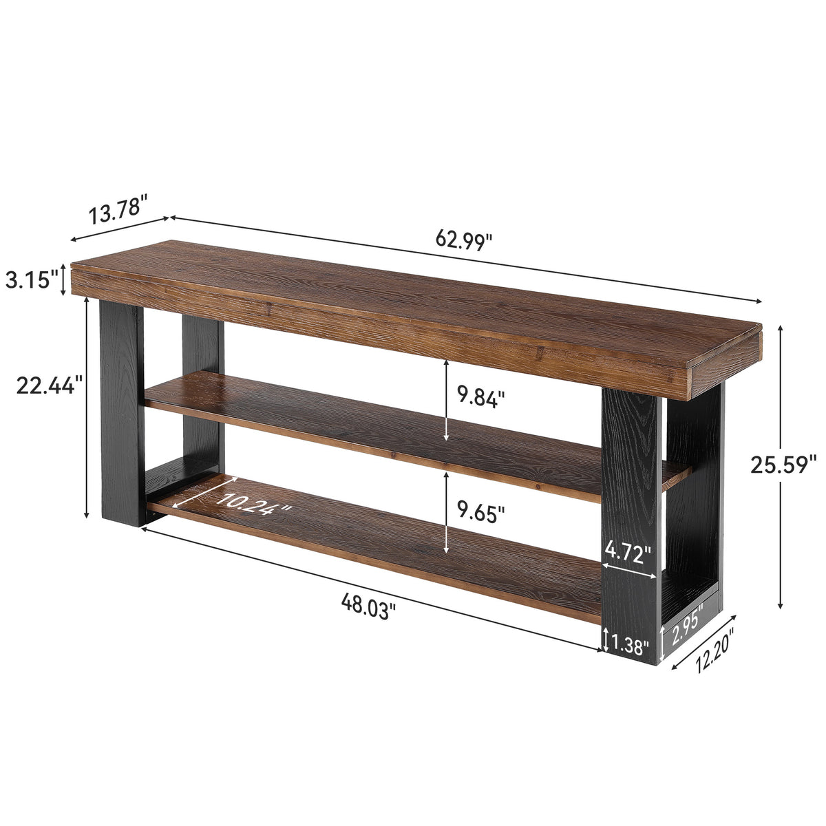 Mobile TV Country in Legno Massello, 160 cm, per TV fino a 70"