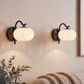 Set di 2 Applique da Interno in Vetro Bianco Latte Scanalato 3