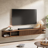 Mobile TV Sospeso in Legno Massello con Ante Scanalate, 180 cm, per TV fino a 90" 3