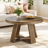 Tribesigns Tavolino rotondo da 80 cm, tavolo da soggiorno in stile country con struttura a croce 3