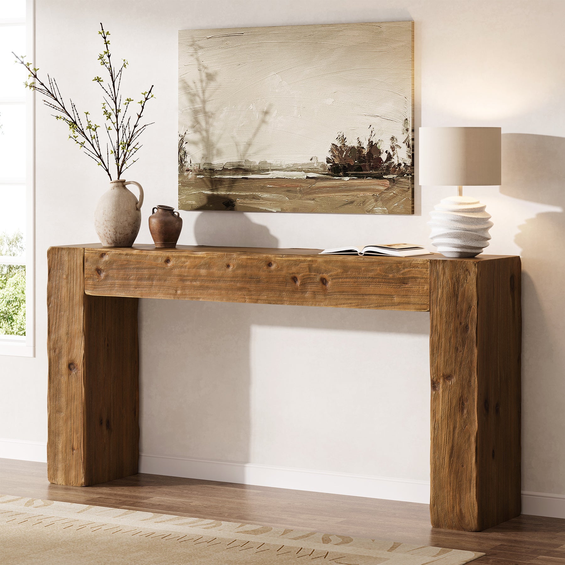 Tribesigns Consolle in legno da 160 cm, tavolino da divano in stile rustico, tavolino da ingresso