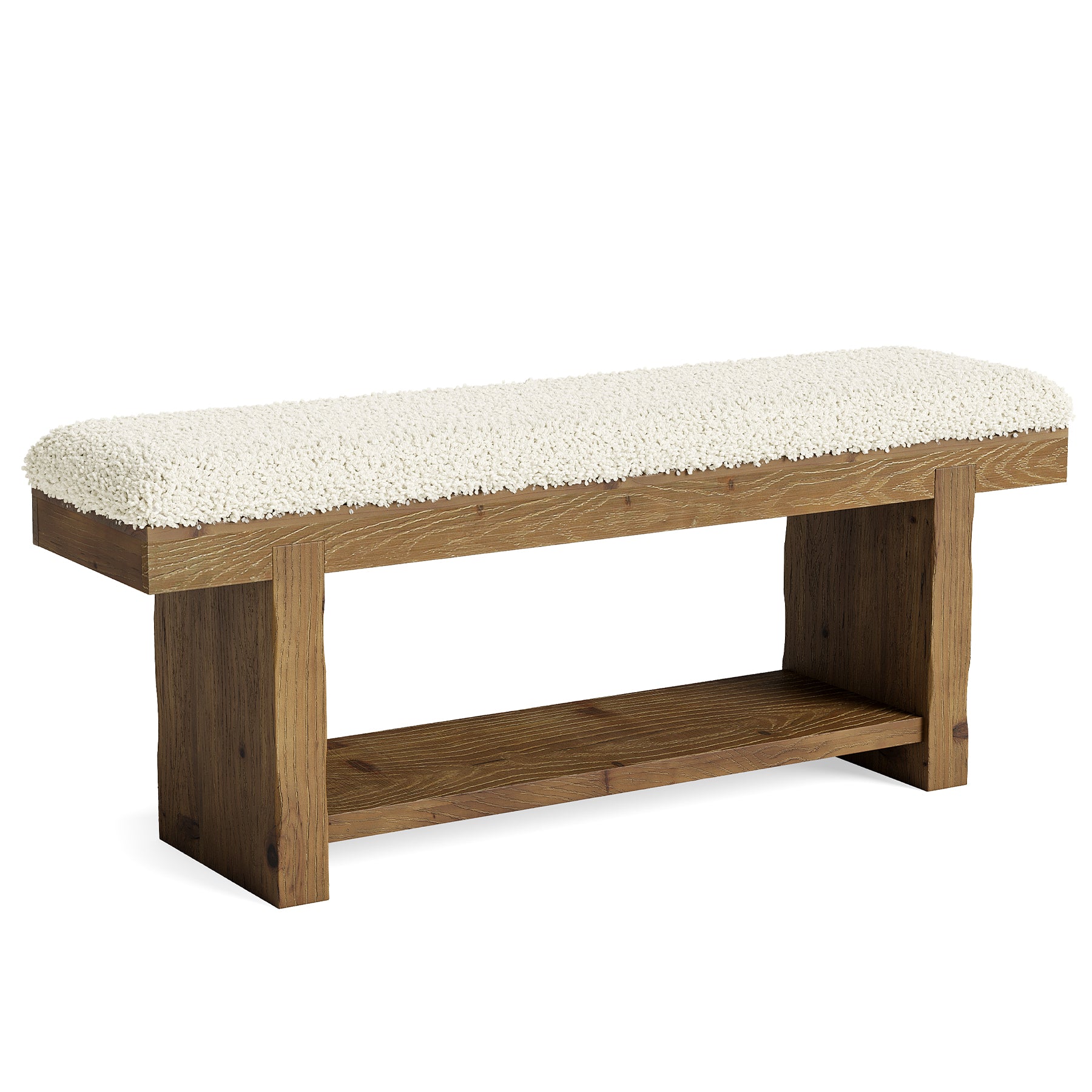 Tribesigns Panca imbottita in legno massello, 120 cm, panca da ingresso in stile rustico con vano contenitore