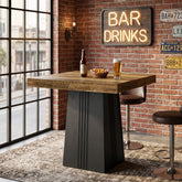 Tribesigns Tavolo da bar quadrato da 80 cm, alto 90 cm, tavolo alto in stile bistrot con gambe scanalate 3