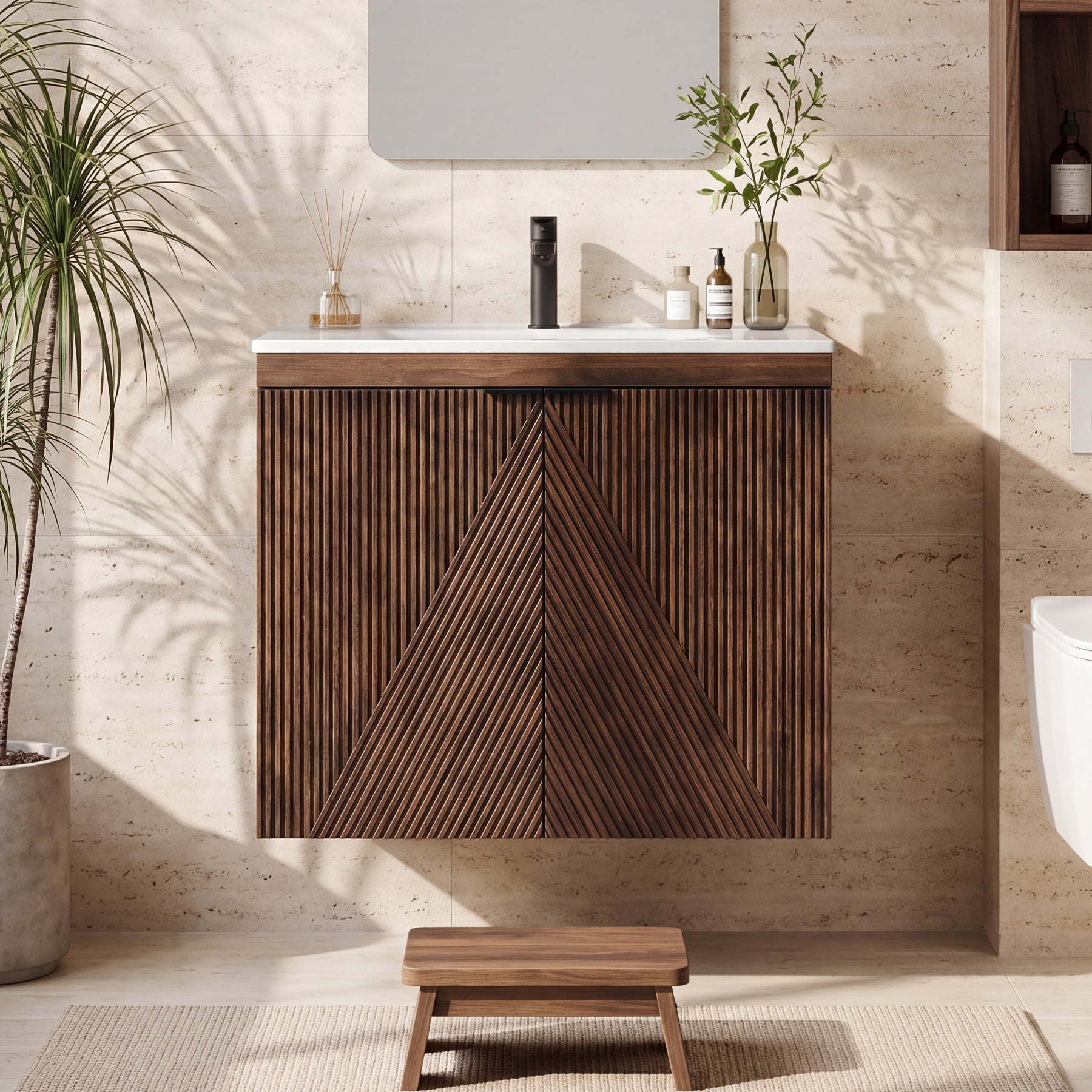 Tribesigns Mobile Bagno Sospeso con Lavabo in Ceramica, 60 cm