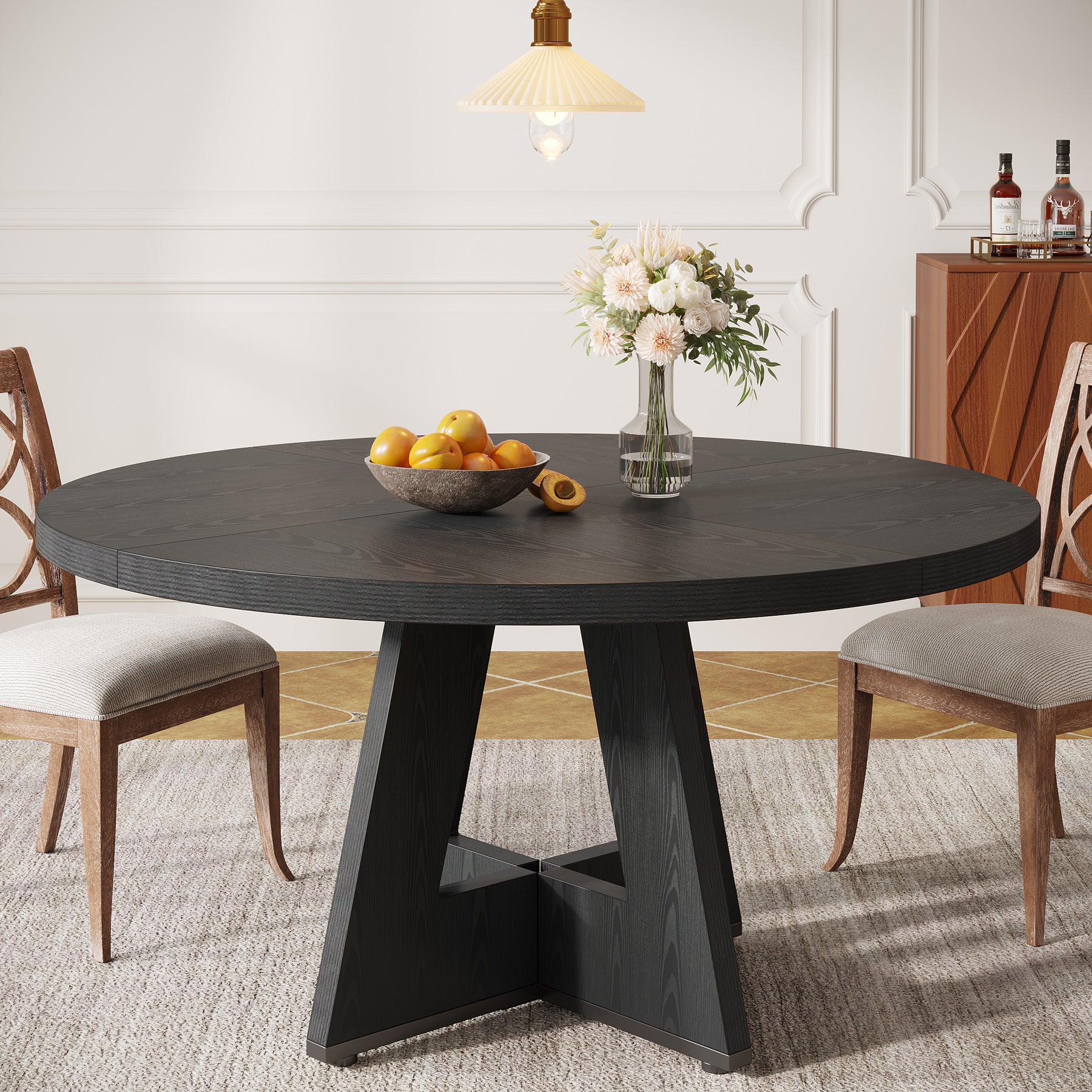 Tribesigns Tavolo da pranzo, 120 cm rotondo da cucina per 4 persone