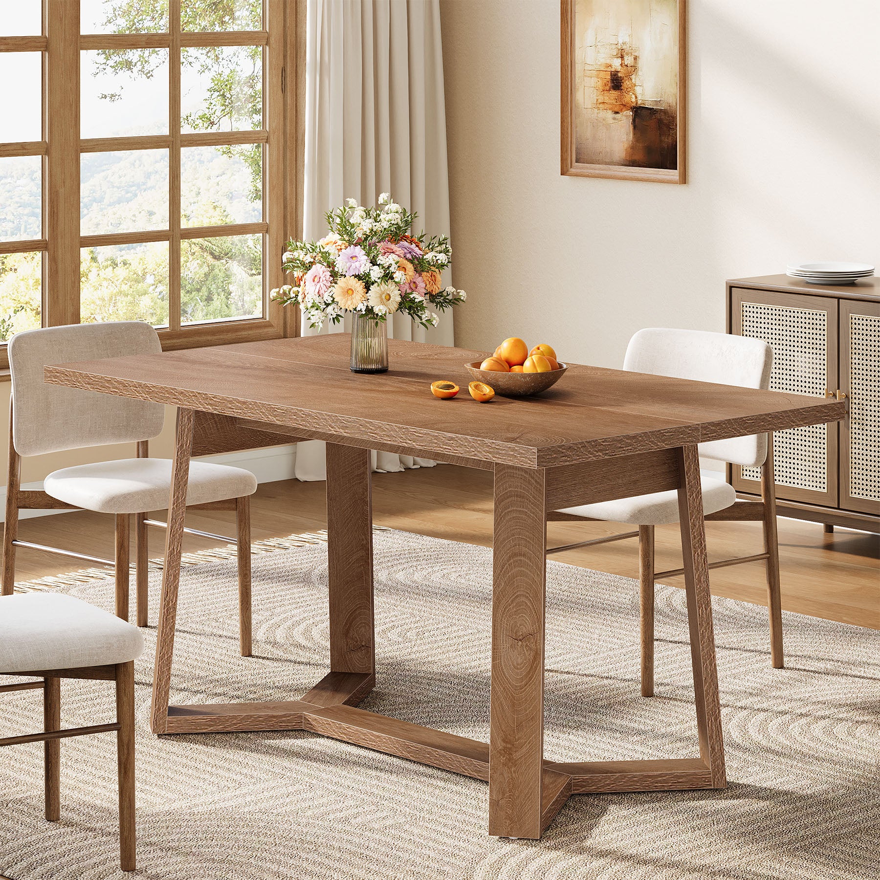 Tribesigns Tavolo da pranzo 120 cm, moderno tavolo da cusina rettangolare per 4-6 persone